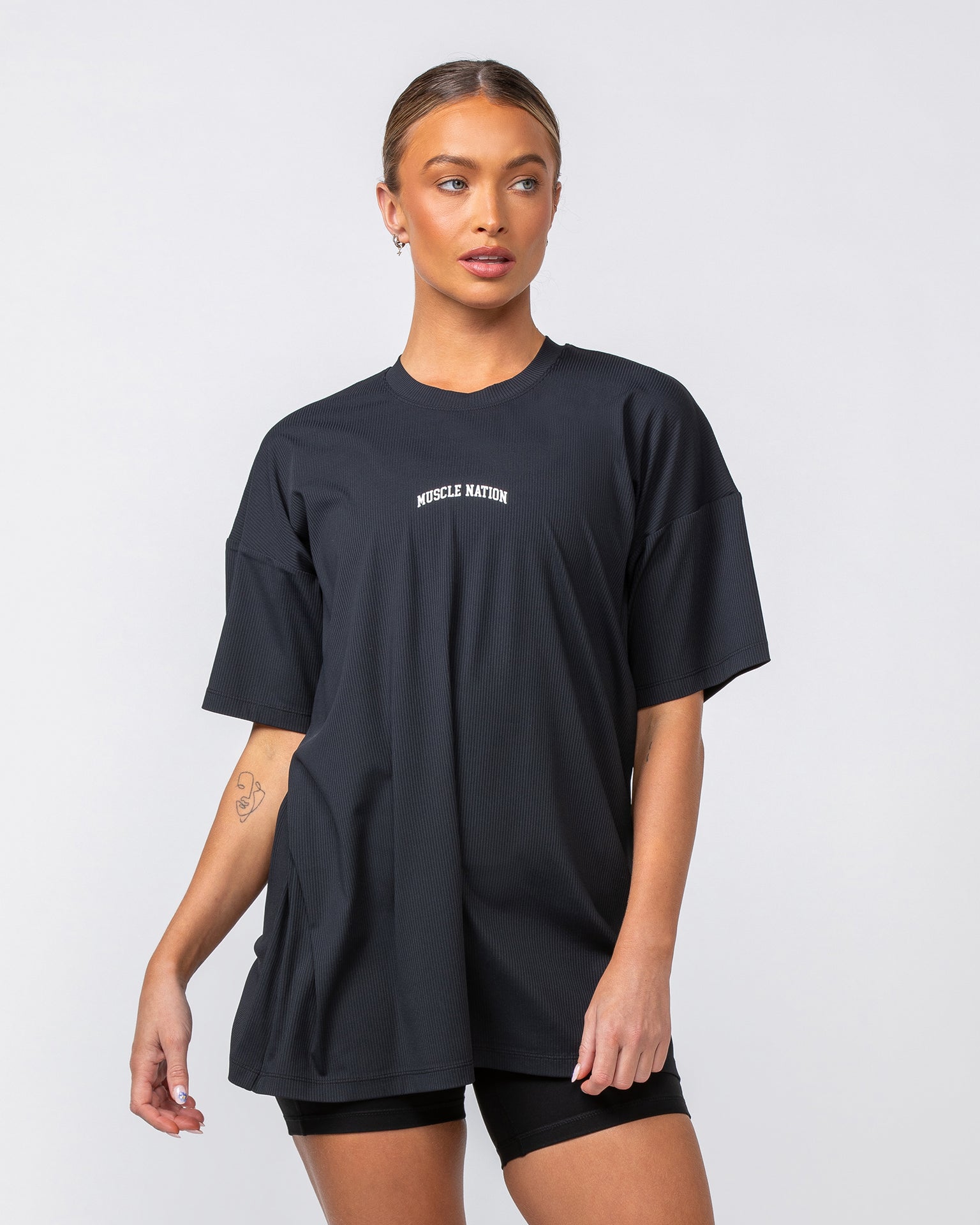 Relaxed Rib Training Tee - Black-T-Shirts-XXS-082424BLK-XXS-MNAPPRL32262-4-Muscle Nation