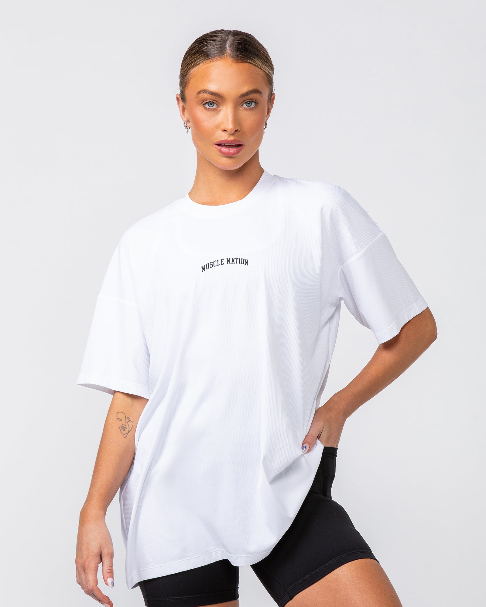 Relaxed Rib Training Tee - White-T-Shirts-XXS-082424WHT-XXS-MNAPPRL32271-1-Muscle Nation