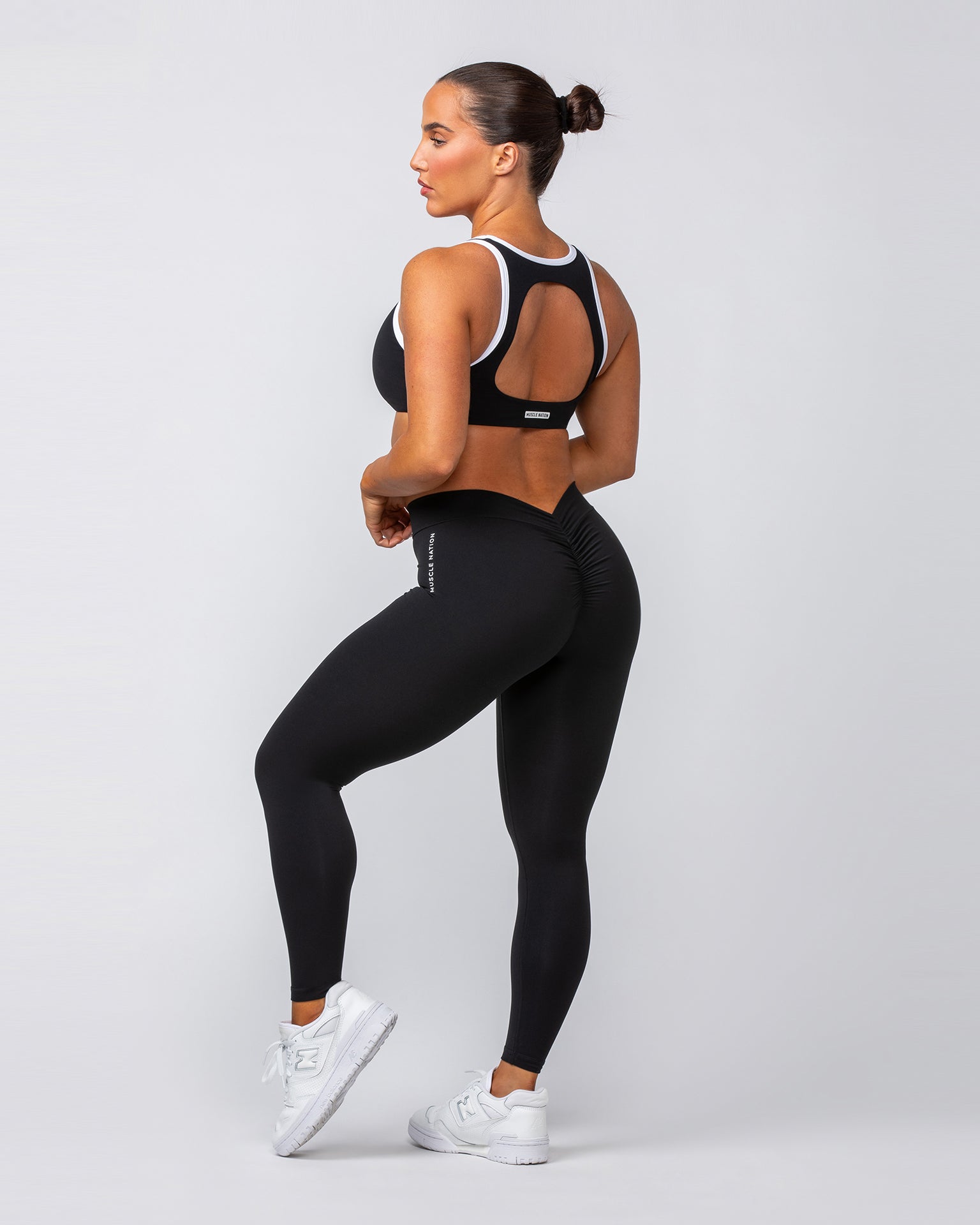 Deep Scrunch Ankle Length Leggings - Black-Leggings-XXS-082421BLK-XXS-MNAPPRL32199-7-Muscle Nation