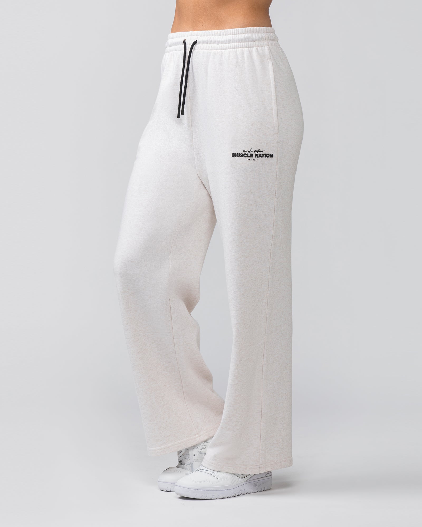Timeless Wide Leg Trackies - Dew Marl-Bottoms-XXS-022455DEWMRL-XXS-MNAPPRL31077-2-Muscle Nation
