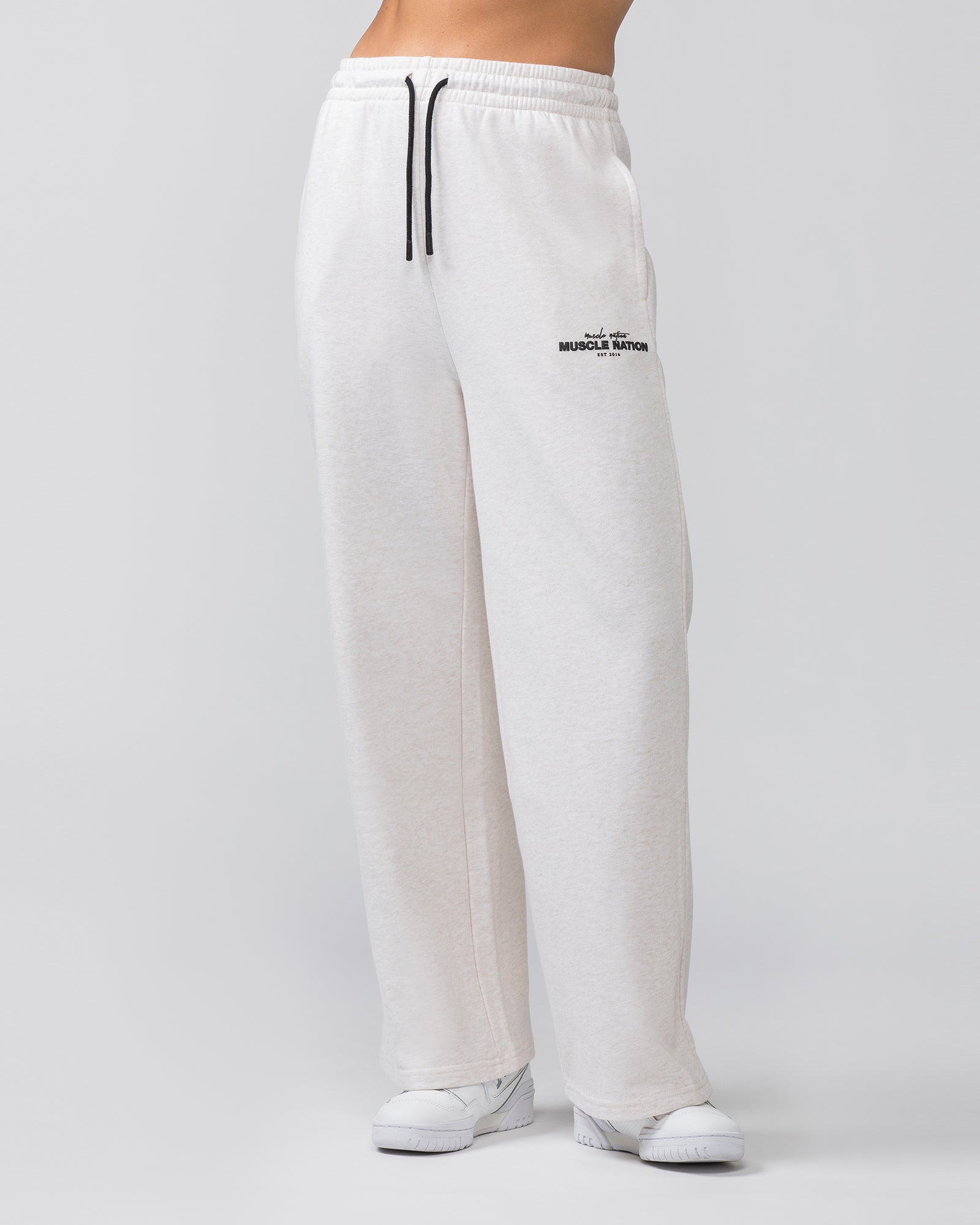 Timeless Wide Leg Trackies - Dew Marl-Bottoms-XXS-022455DEWMRL-XXS-MNAPPRL31077-1-Muscle Nation