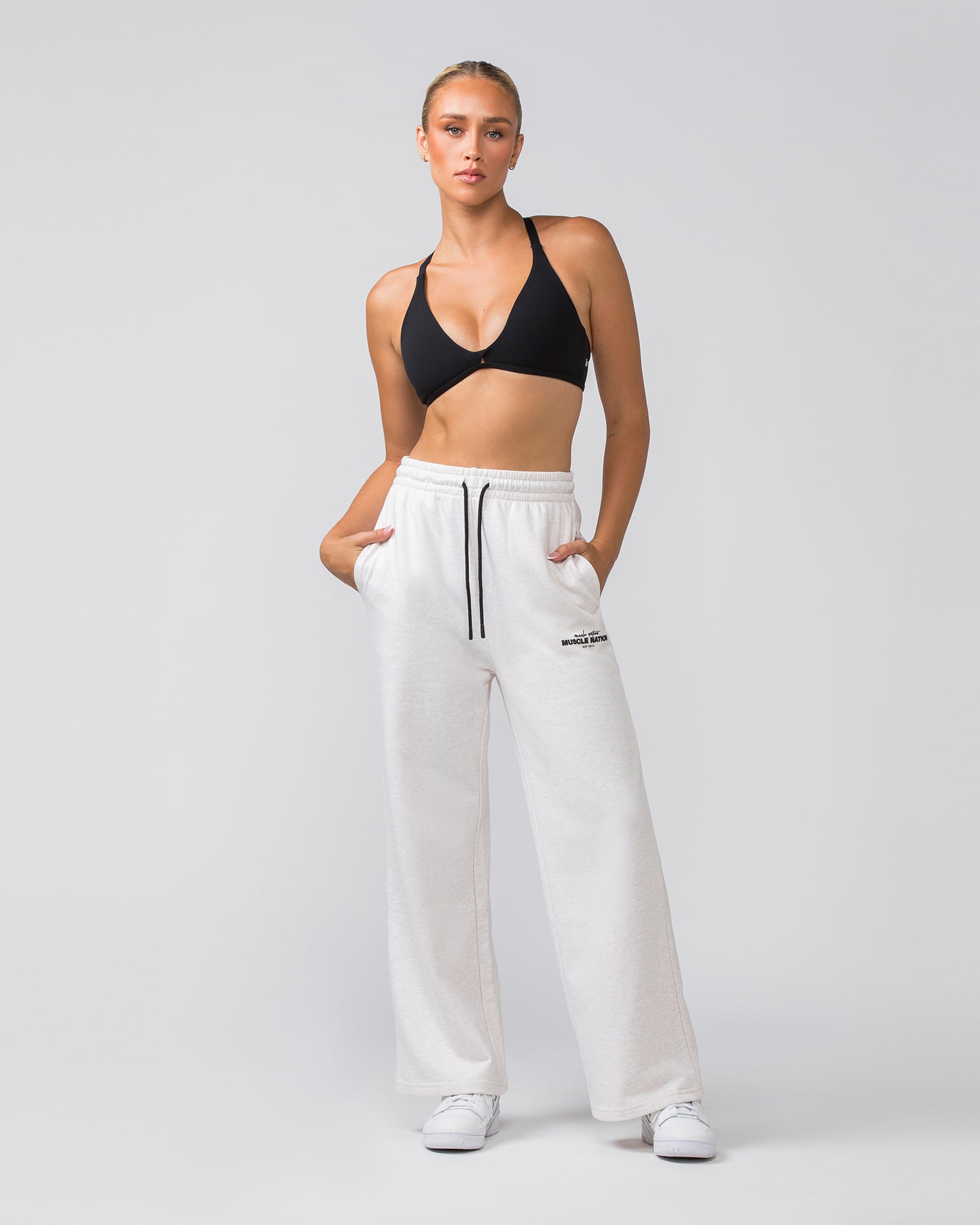 Timeless Wide Leg Trackies - Dew Marl-Bottoms-XXS-022455DEWMRL-XXS-MNAPPRL31077-6-Muscle Nation