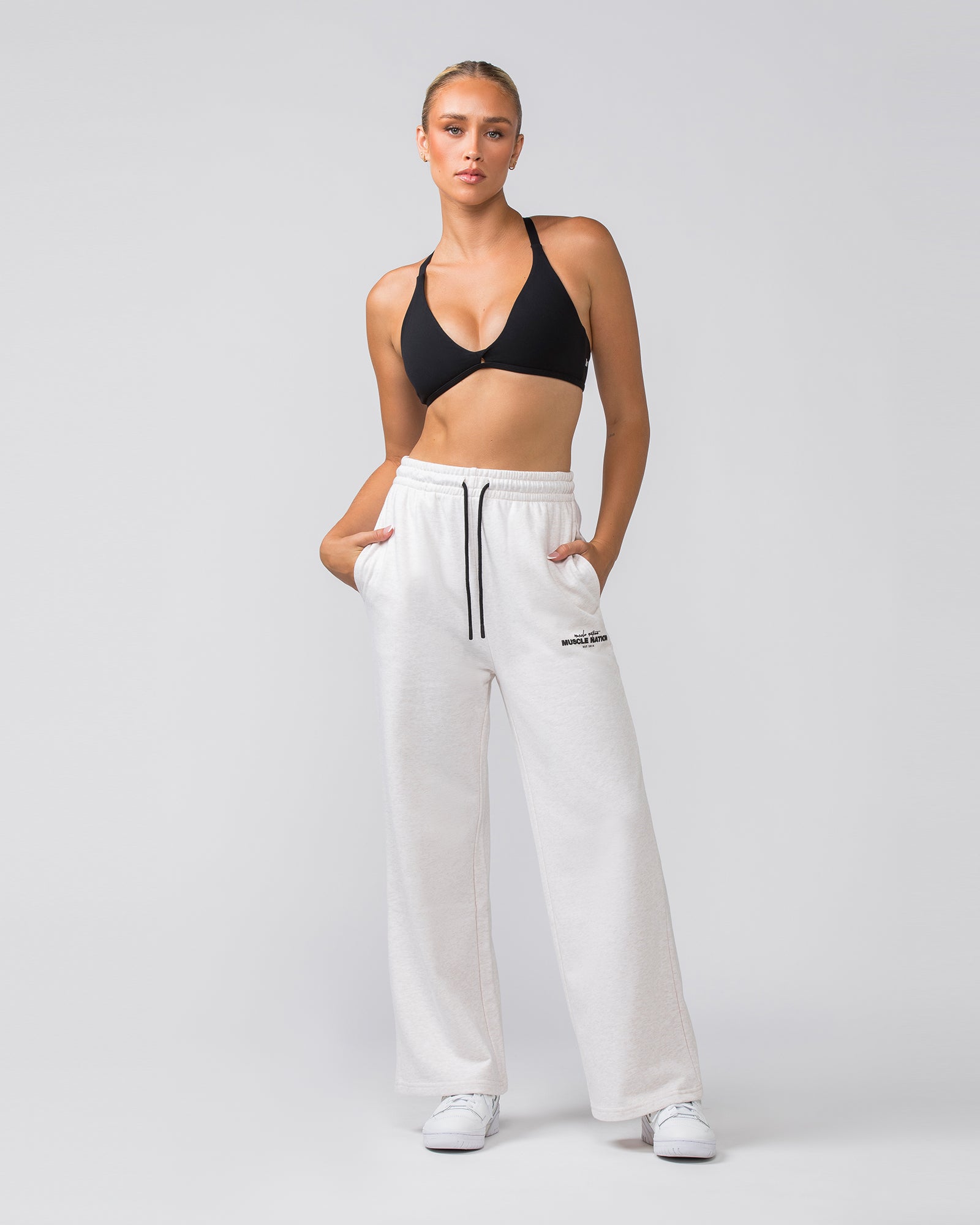 Timeless Wide Leg Trackies - Dew Marl-Bottoms-XXS-022455DEWMRL-XXS-MNAPPRL31077-6-Muscle Nation