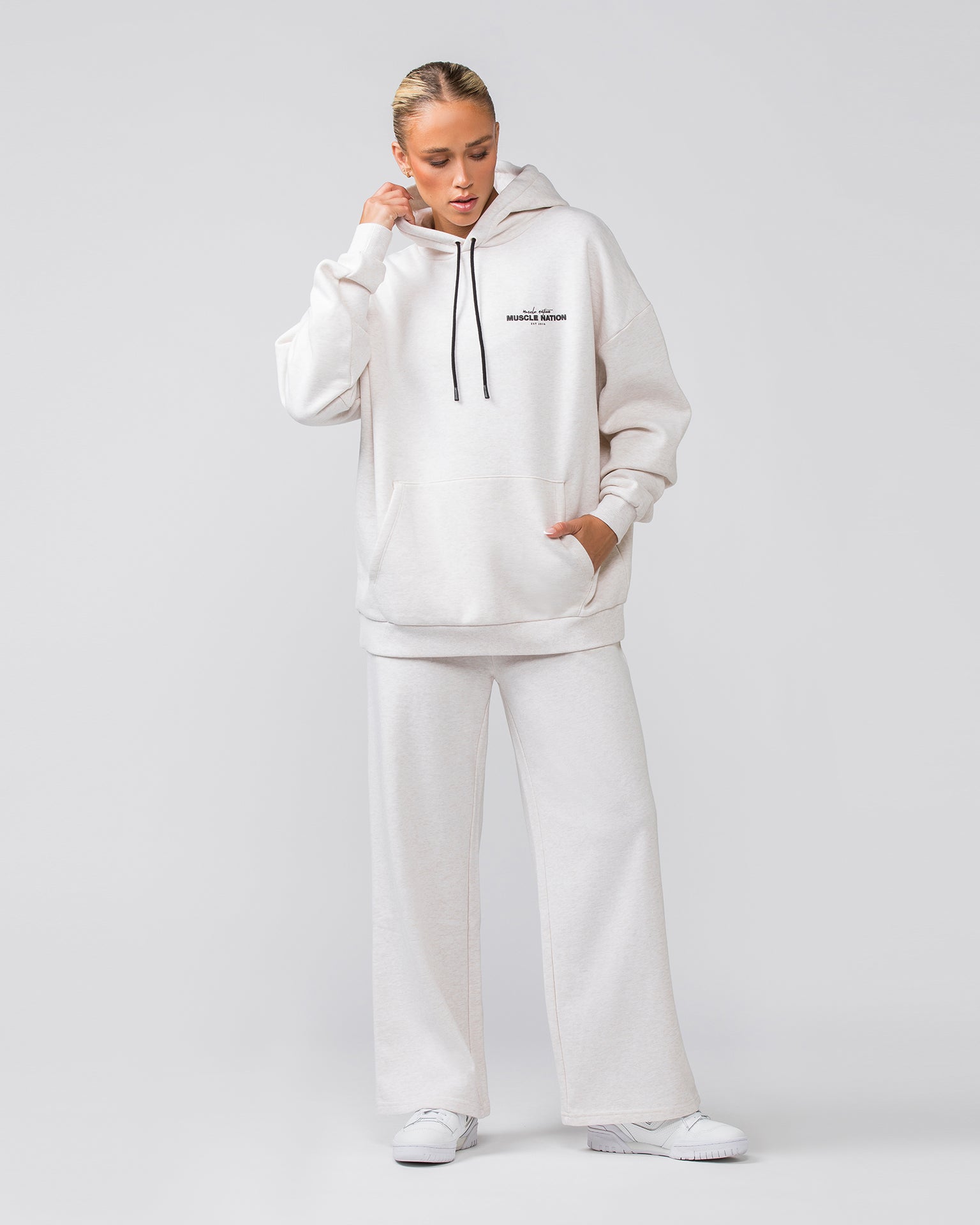 Timeless Wide Leg Trackies - Dew Marl-Bottoms-XXS-022455DEWMRL-XXS-MNAPPRL31077-5-Muscle Nation