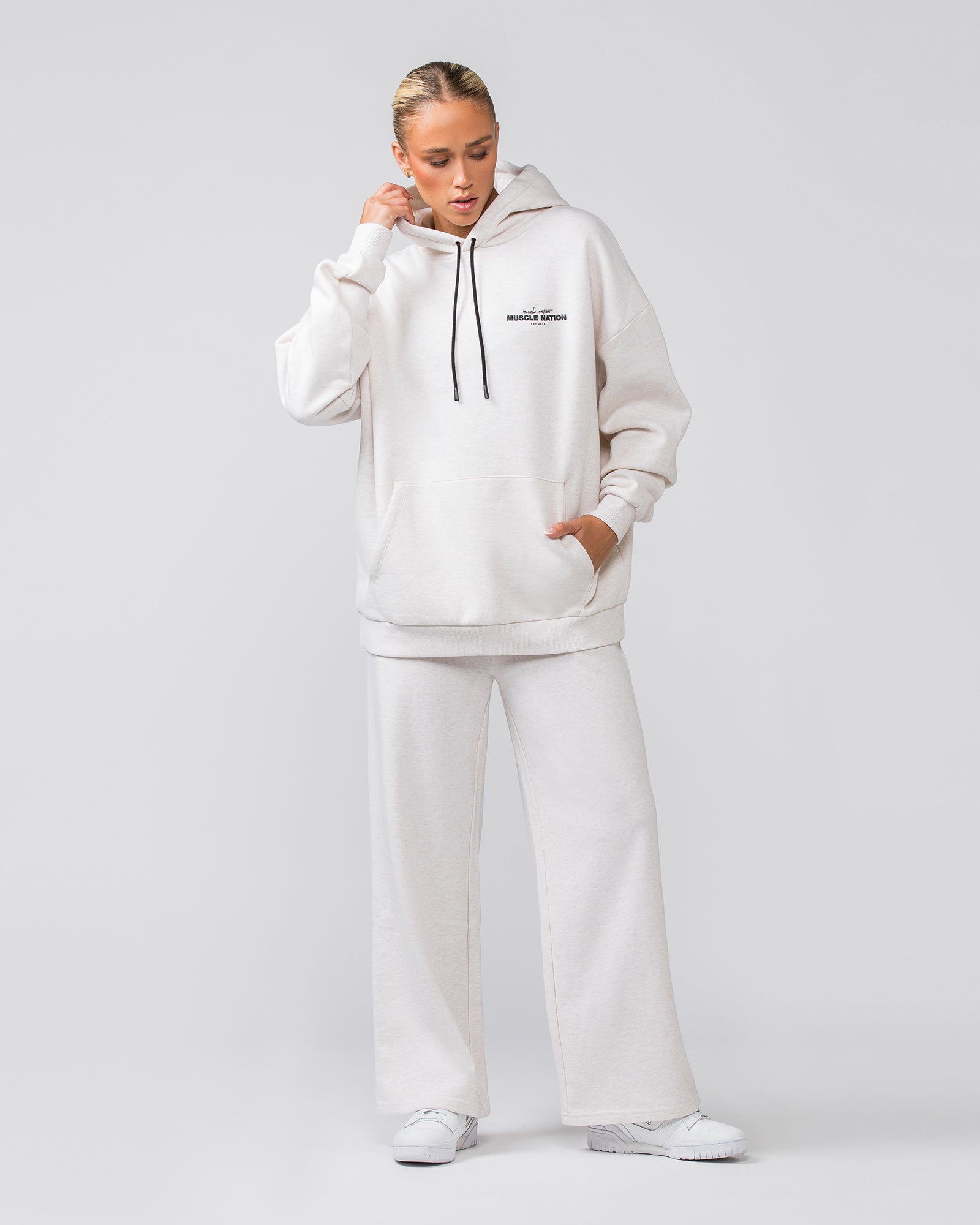 Timeless Wide Leg Trackies - Dew Marl-Bottoms-XXS-022455DEWMRL-XXS-MNAPPRL31077-5-Muscle Nation