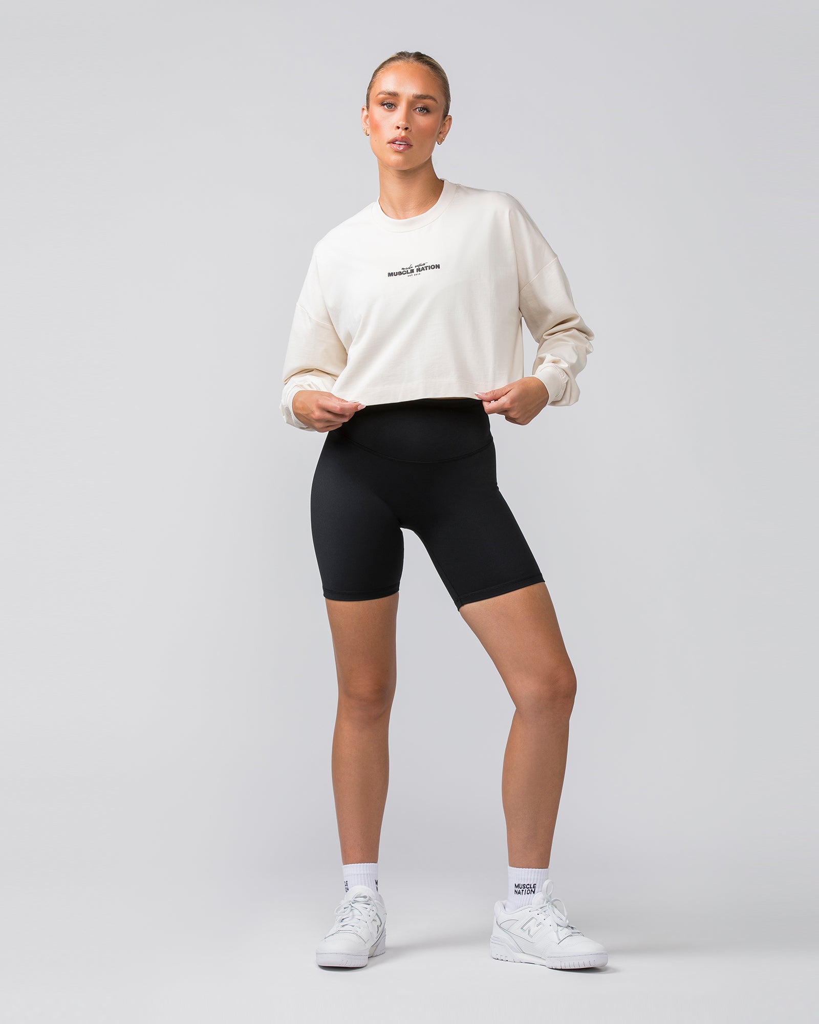 Pace Cropped Long Sleeve Tee - Dew-Long Sleeve T-Shirts-XXS-022458DEW-XXS-MNAPPRL31104-6-Muscle Nation