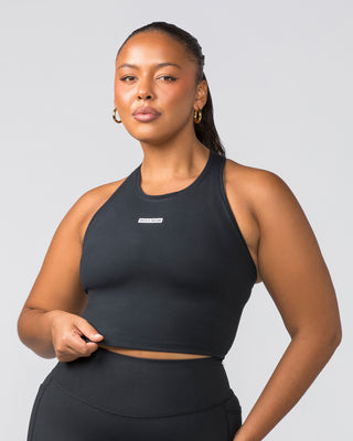 Staple Cropped Tank - Black-Singlets & Tanks-XXS-022456BLK-XXS-MNAPPRL29589-2-Muscle Nation