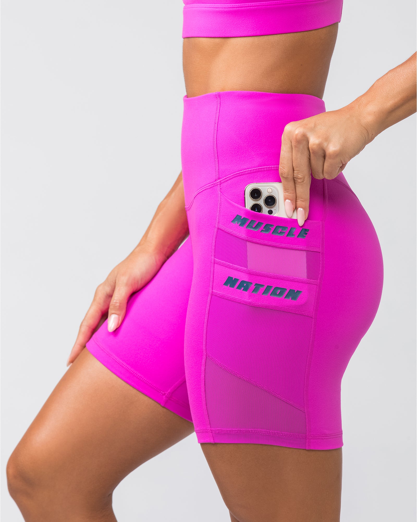 Amplify Pocket Bike Shorts - Hyper Fuchsia-Shorts-XXS-112370HYPFUCSIA-XXS-MNAPPRL27650-4-Muscle Nation