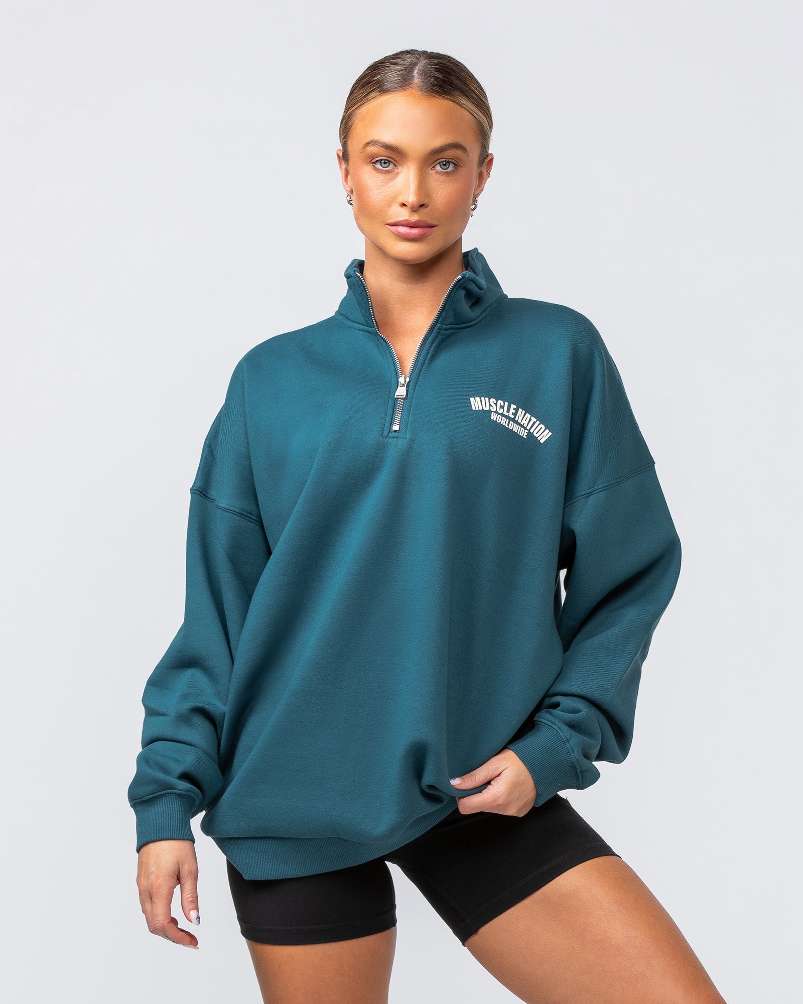Classic Quarter Zip - Tidal Teal-Jumpers & Hoodies-S-032438TIDALTEAL-S-MNAPPRL30840-7-Muscle Nation