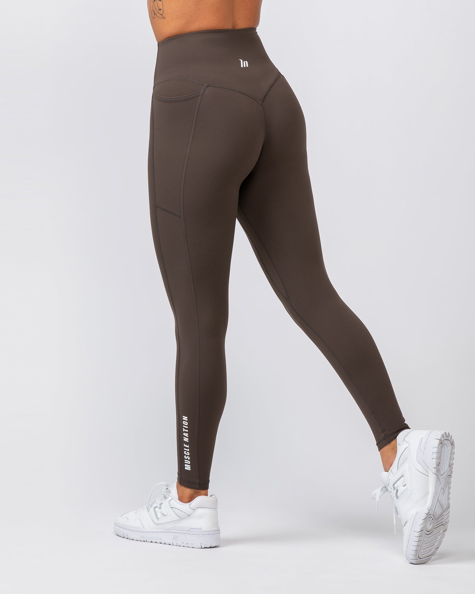 Agility Aura Pocket Ankle Length Leggings - Deep Brown-Leggings-XXS-082423DEPBRN-XXS-MNAPPRL32253-4-Muscle Nation