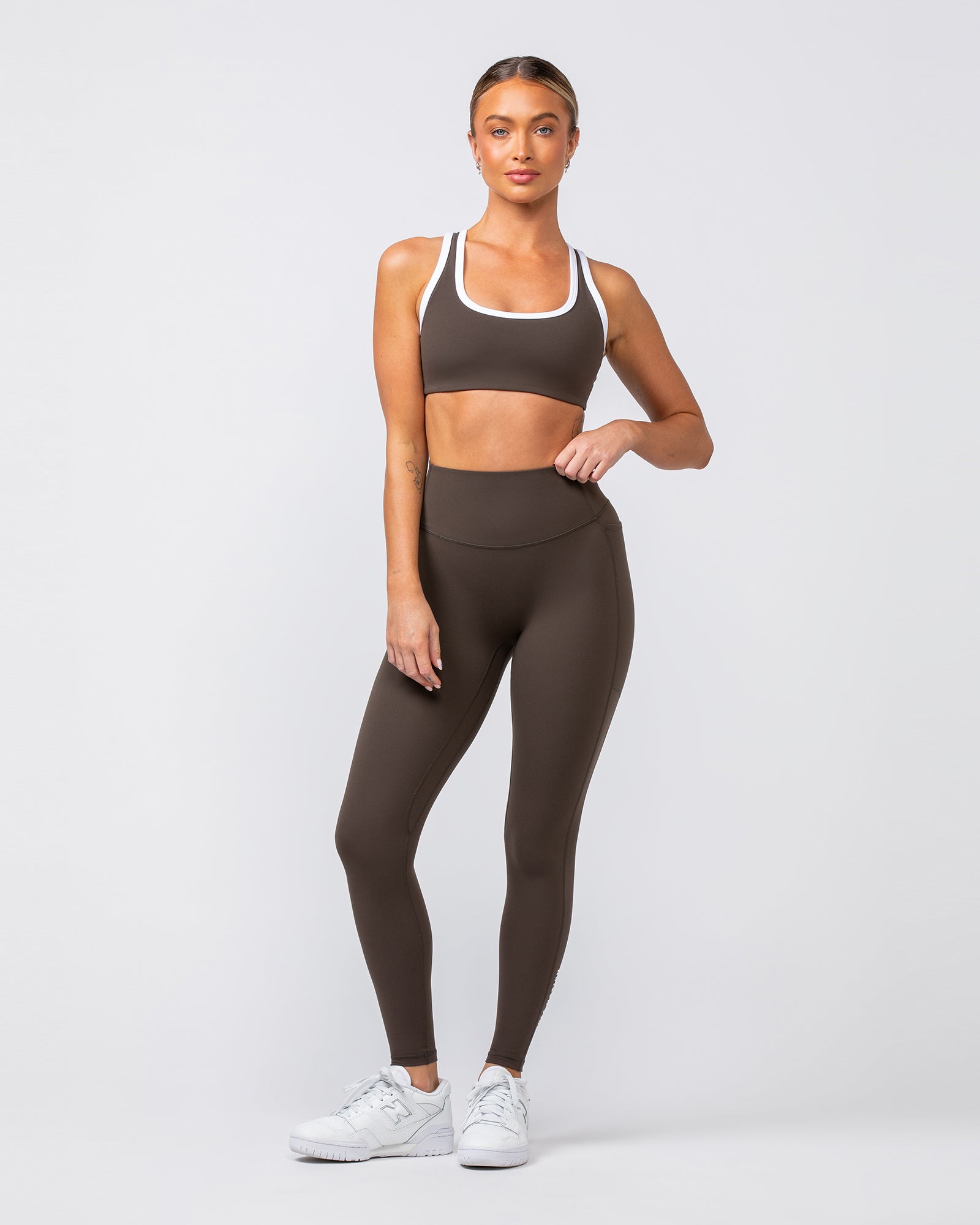 Agility Aura Pocket Ankle Length Leggings - Deep Brown-Leggings-XXS-082423DEPBRN-XXS-MNAPPRL32253-6-Muscle Nation