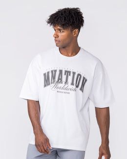 Worldclass Oversized Tee in White - Muscle Nation men's gym tee