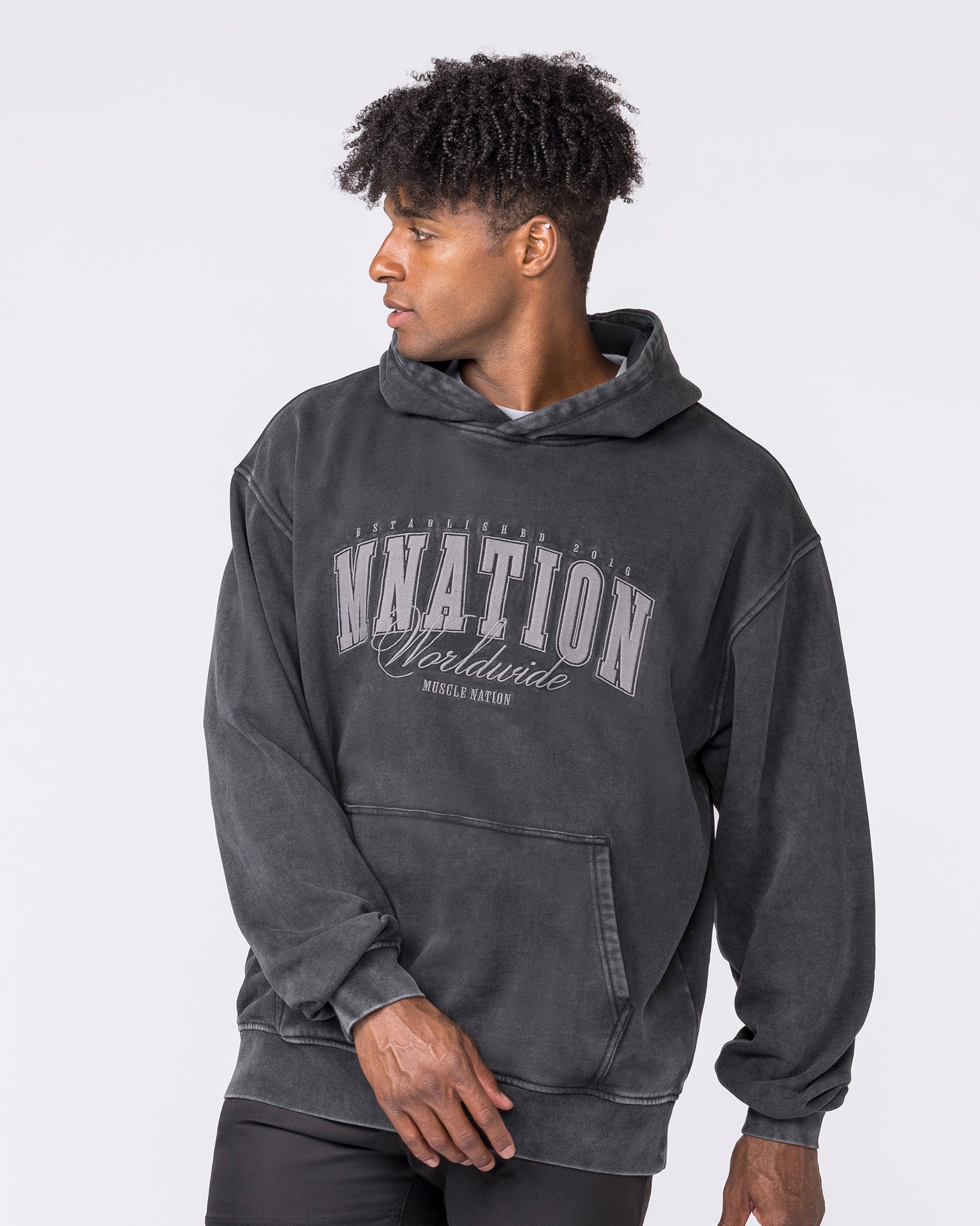 Worldclass Oversized Vintage Hoodie - Washed Black-Jumpers & Hoodies-XS-032630WSHBLK-XS-MNAPPRL49533-5-Muscle Nation