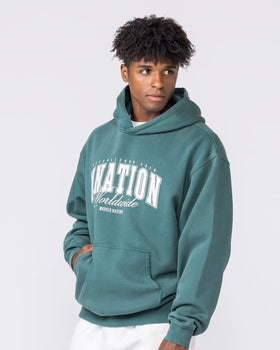 Worldclass Oversized Hoodie in Washed Leaf - Muscle Nation men's hoodie, view 4