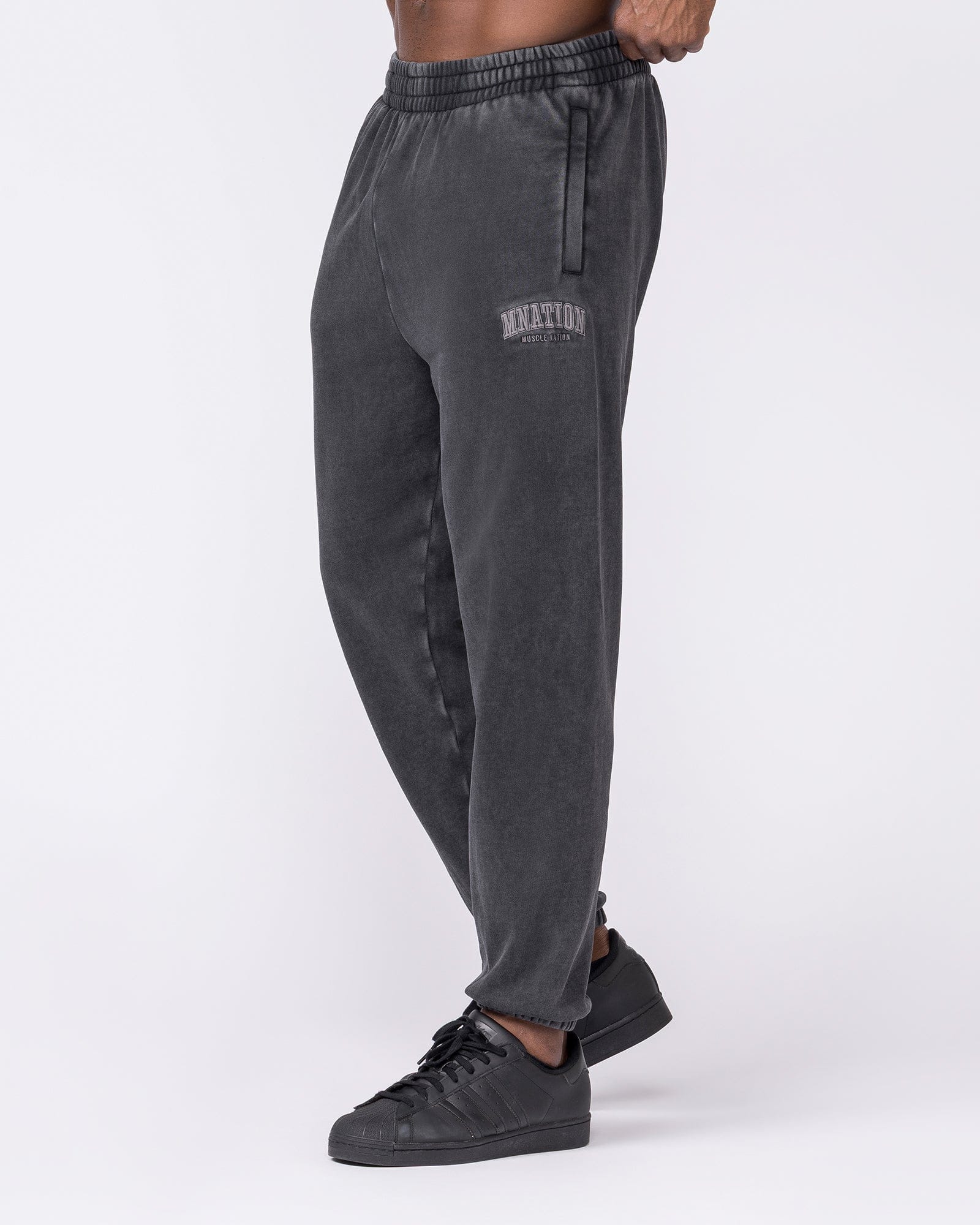 Worldclass Vintage Trackies Washed Black - Muscle Nation men's trackpants