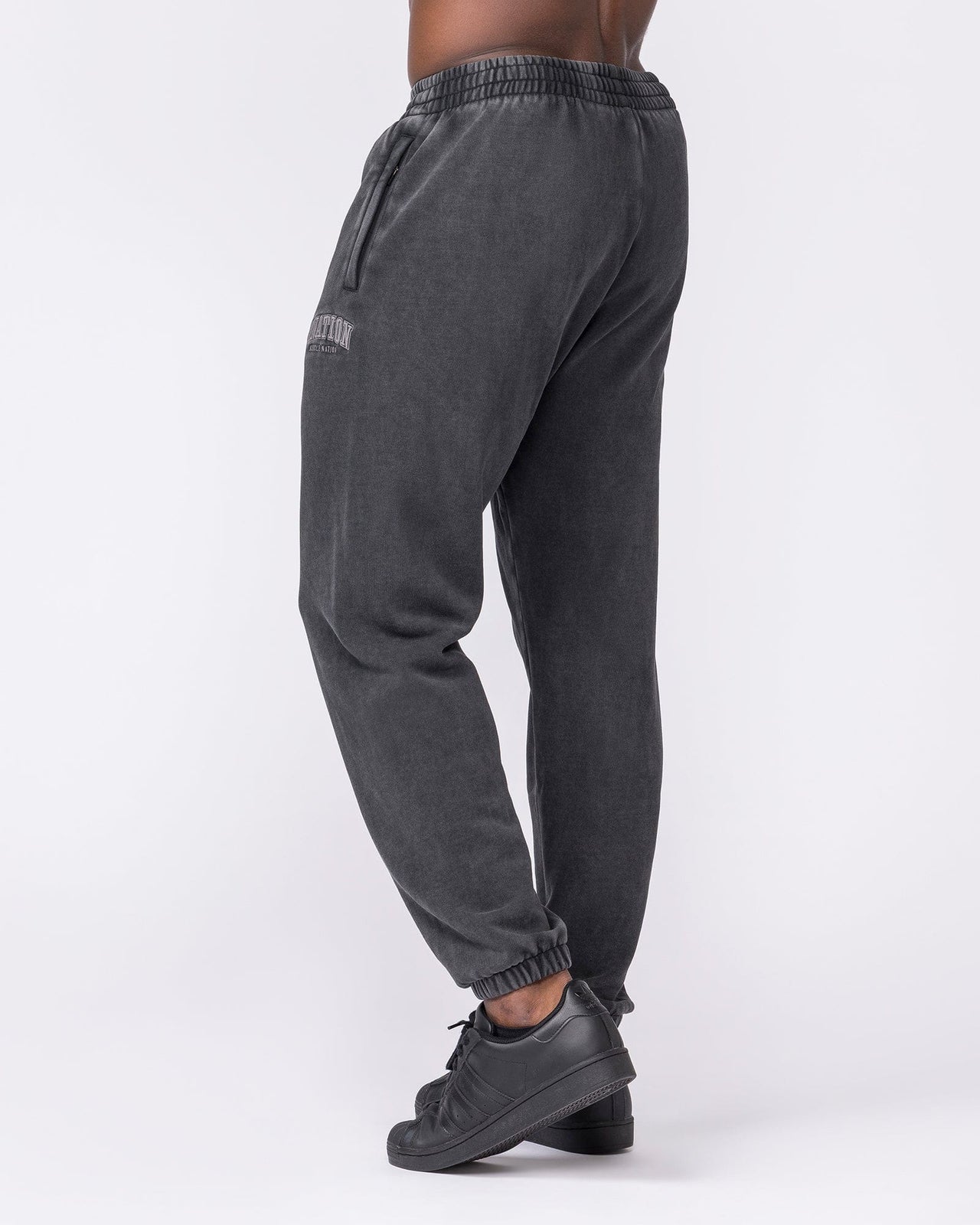 Worldclass Vintage Trackies Washed Black - Muscle Nation men's trackpants, view 2