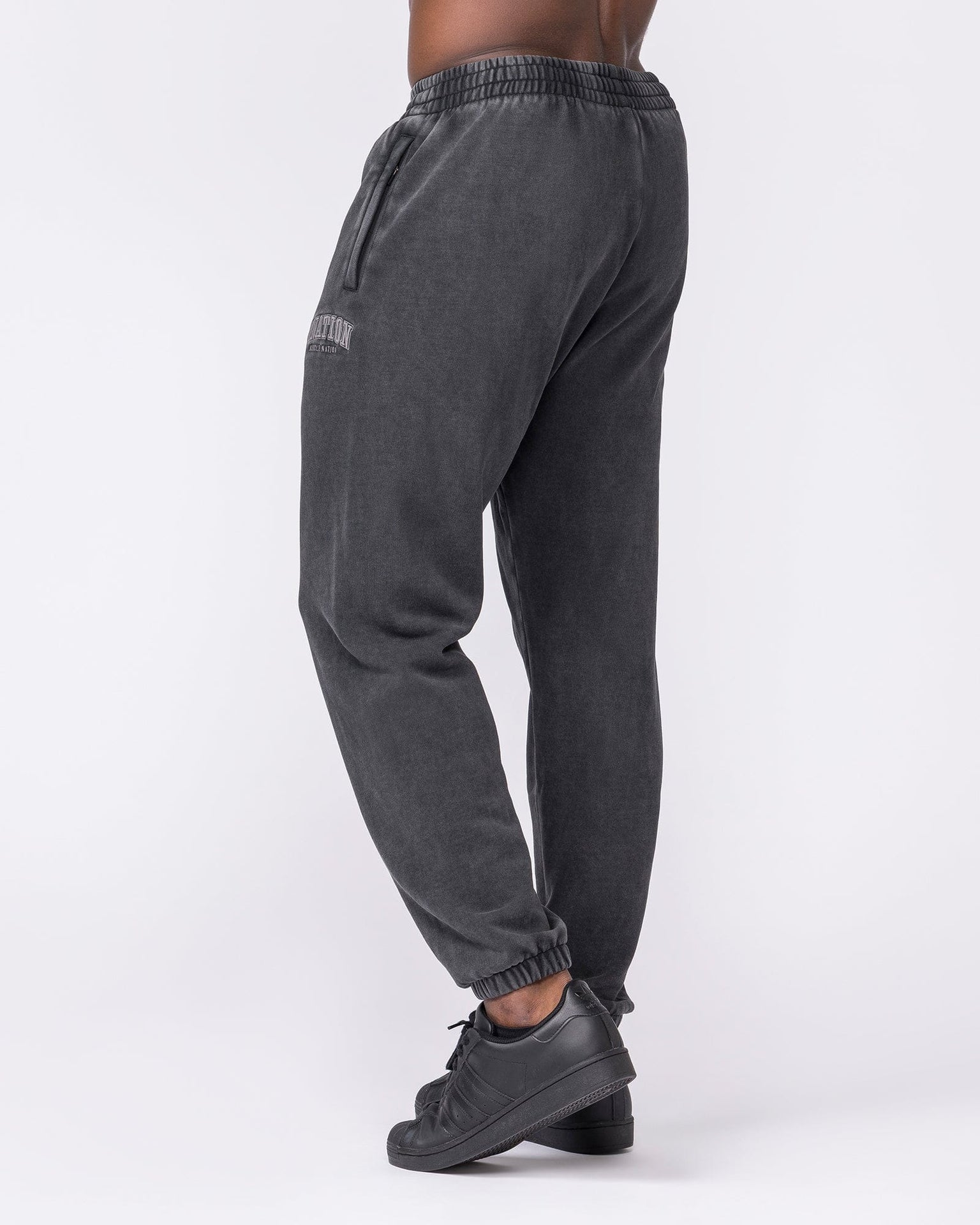 Worldclass Vintage Trackies Washed Black - Muscle Nation men's trackpants, view 2
