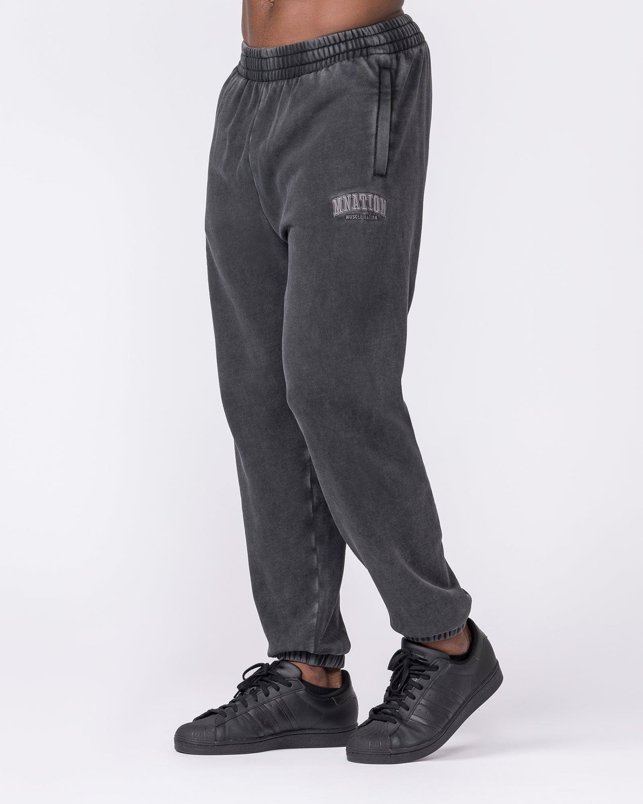 Worldclass Vintage Trackies Washed Black - Muscle Nation men's trackpants, view 4