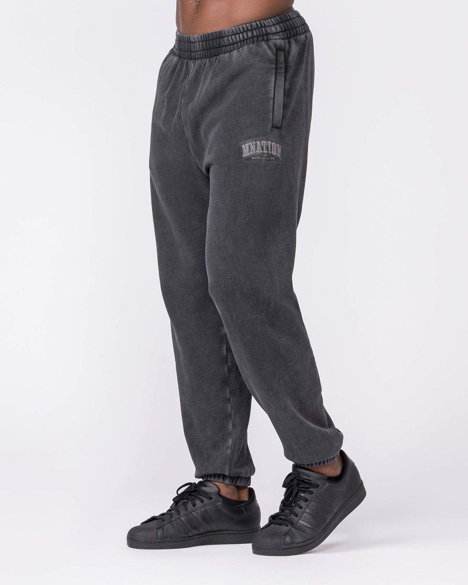 Worldclass Vintage Trackies Washed Black - Muscle Nation men's trackpants, view 4