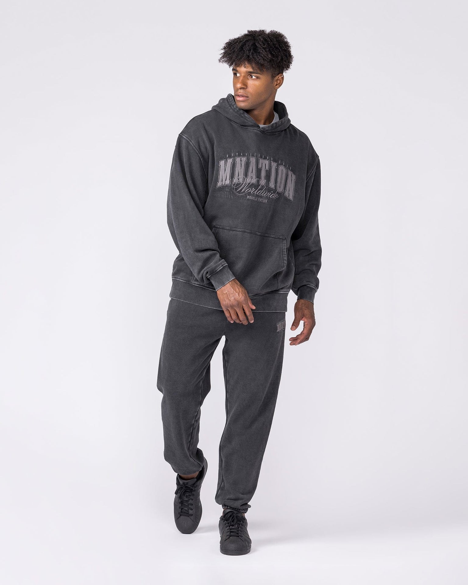 Worldclass Vintage Trackies Washed Black - Muscle Nation men's trackpants, view 6