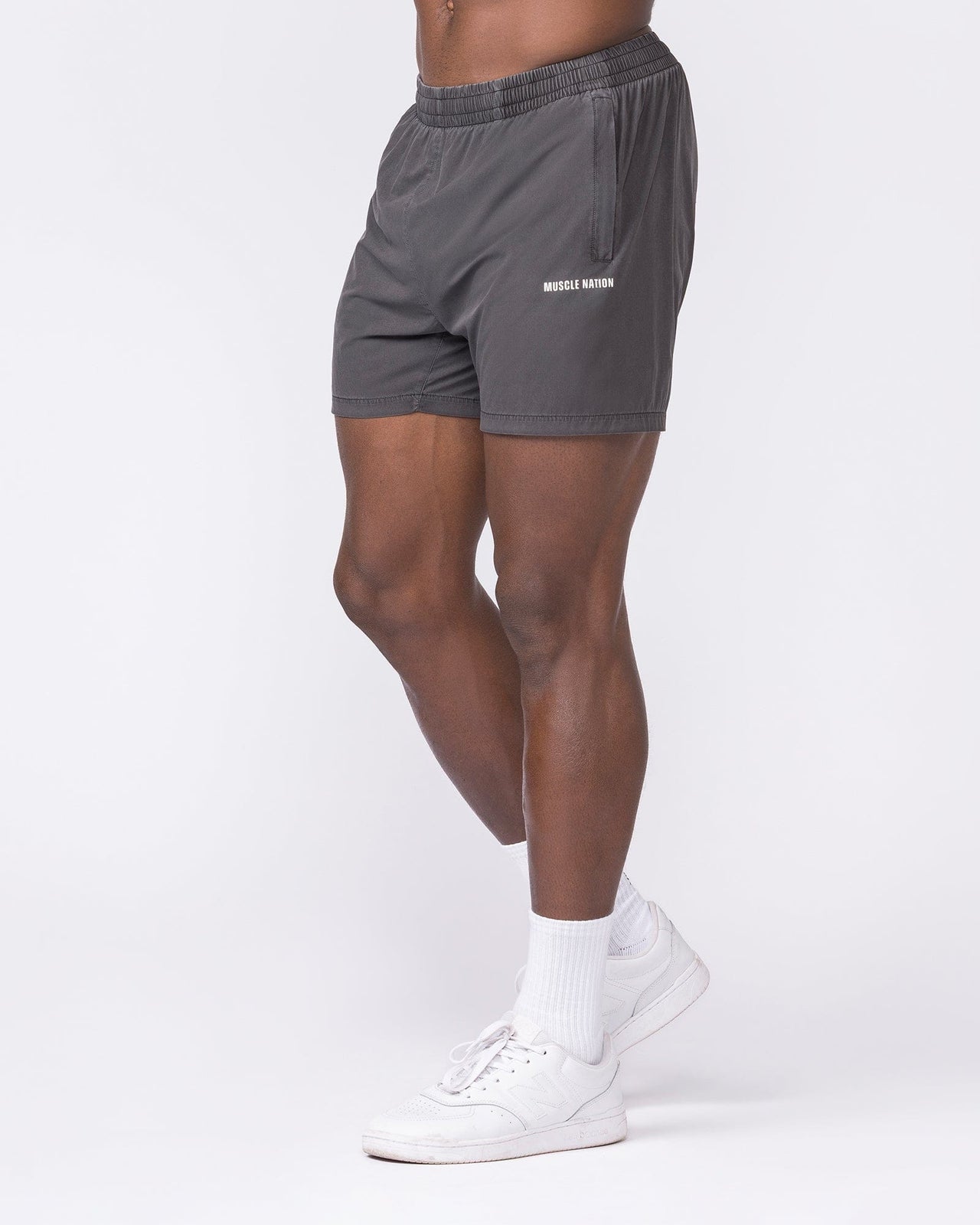 Essential Vintage 3.5" Active Shorts Washed Black - Muscle Nation men's gym shorts, view 4