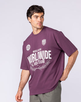 Worldwide Collection Oversized Tee - Cranberry-T-Shirts-XS-1125178CBRY-XS-MNAPPRL47864-3-Muscle Nation