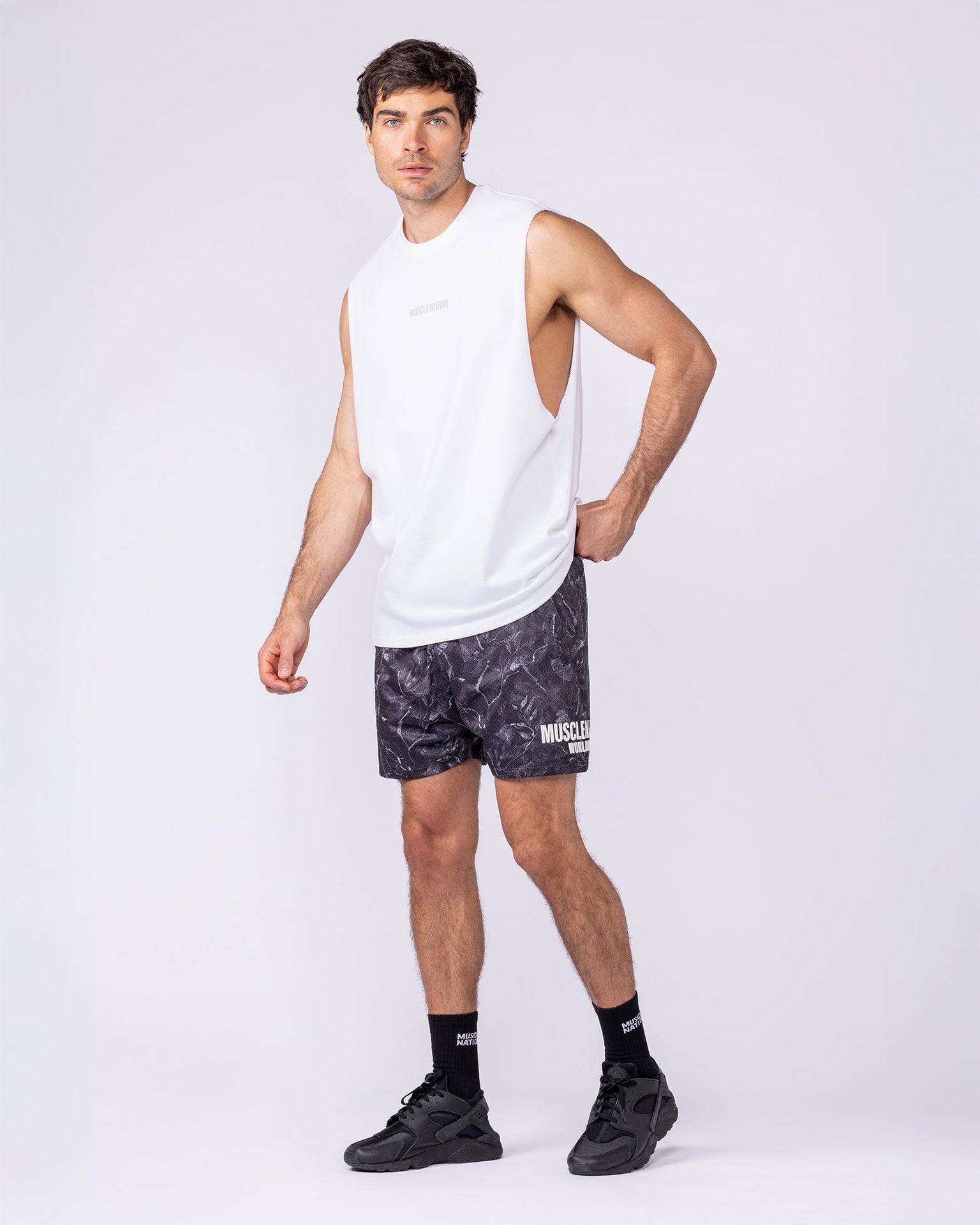 Worldwide Lay Up 3.5” Shorts - Tree Camo Monochrome-Shorts-S-1125155TCMOM-S-MNAPPRL47178-6-Muscle Nation