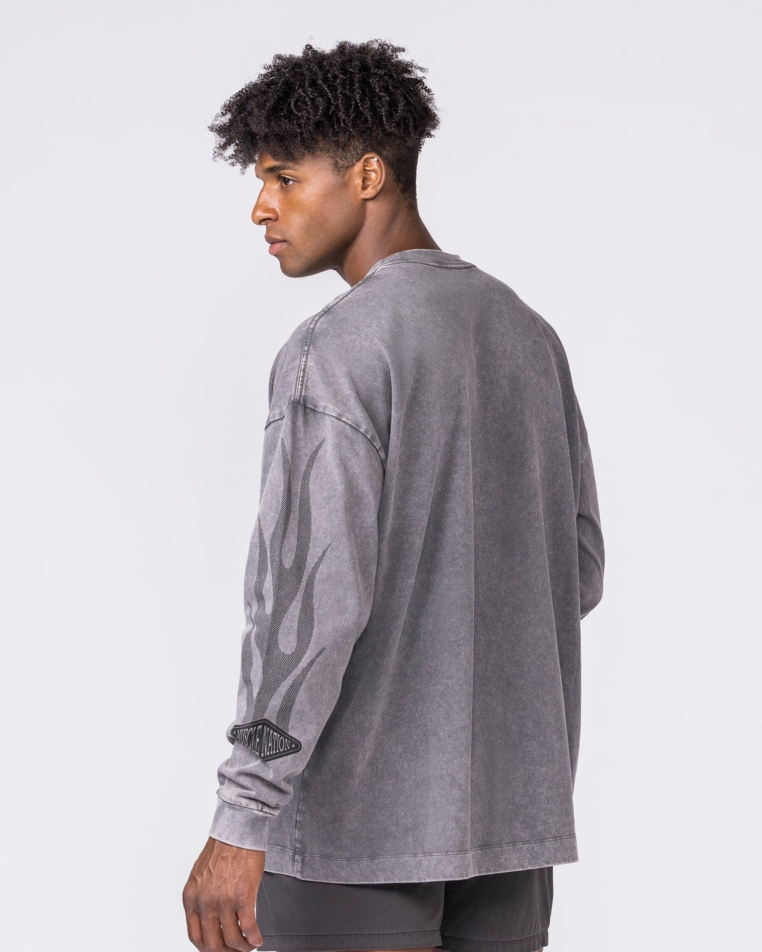 Worldwide Racing Long Sleeve Vintage Tee in Washed Tornado - Muscle Nation men's long sleeve tee, view 2