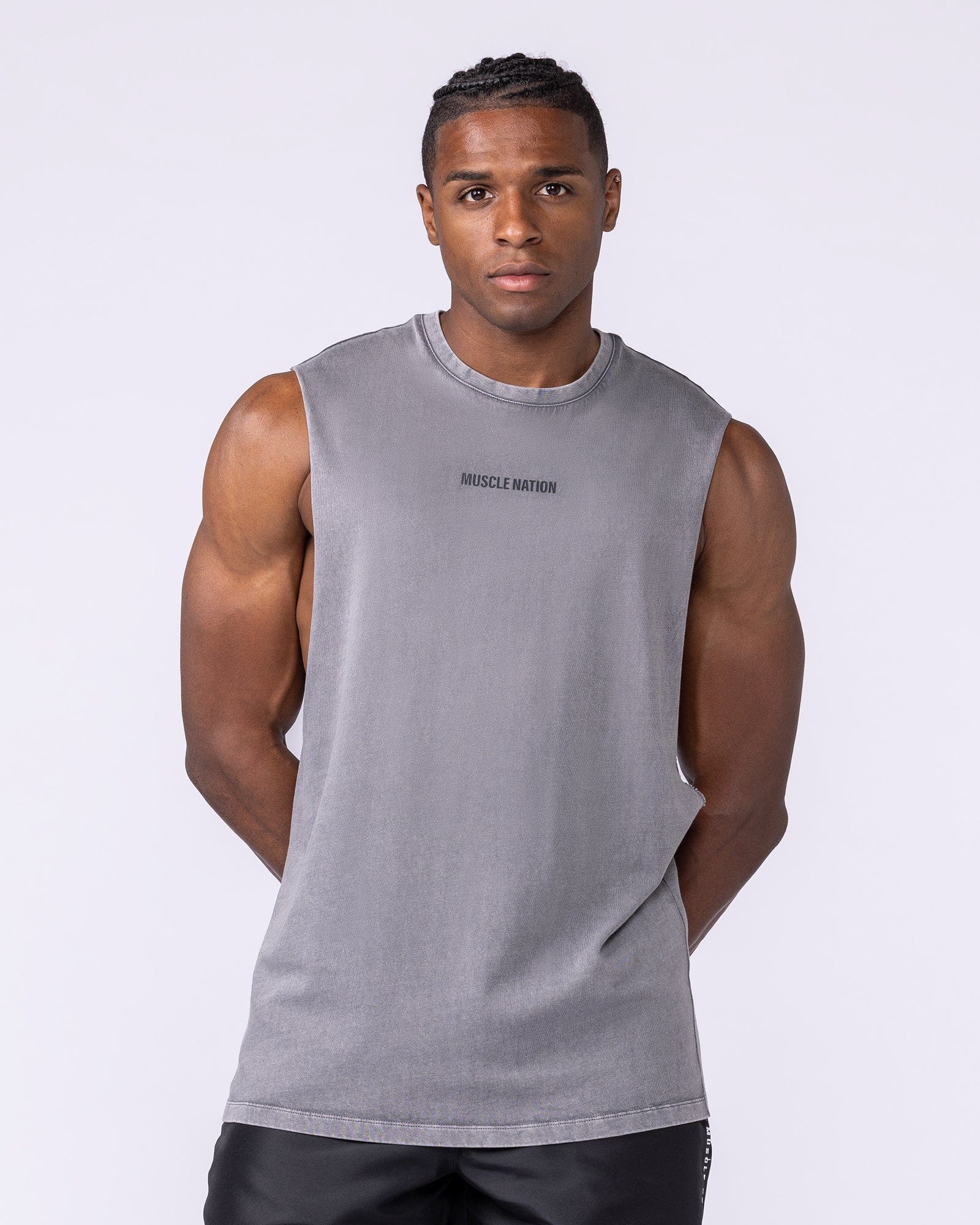 Vintage Training Drop Arm Tank Washed Tornado - Muscle Nation men's muscle tank