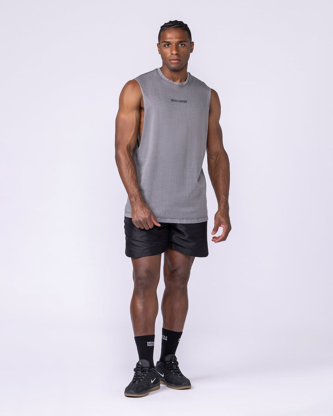 Vintage Training Drop Arm Tank Washed Tornado - Muscle Nation men's muscle tank, view 5
