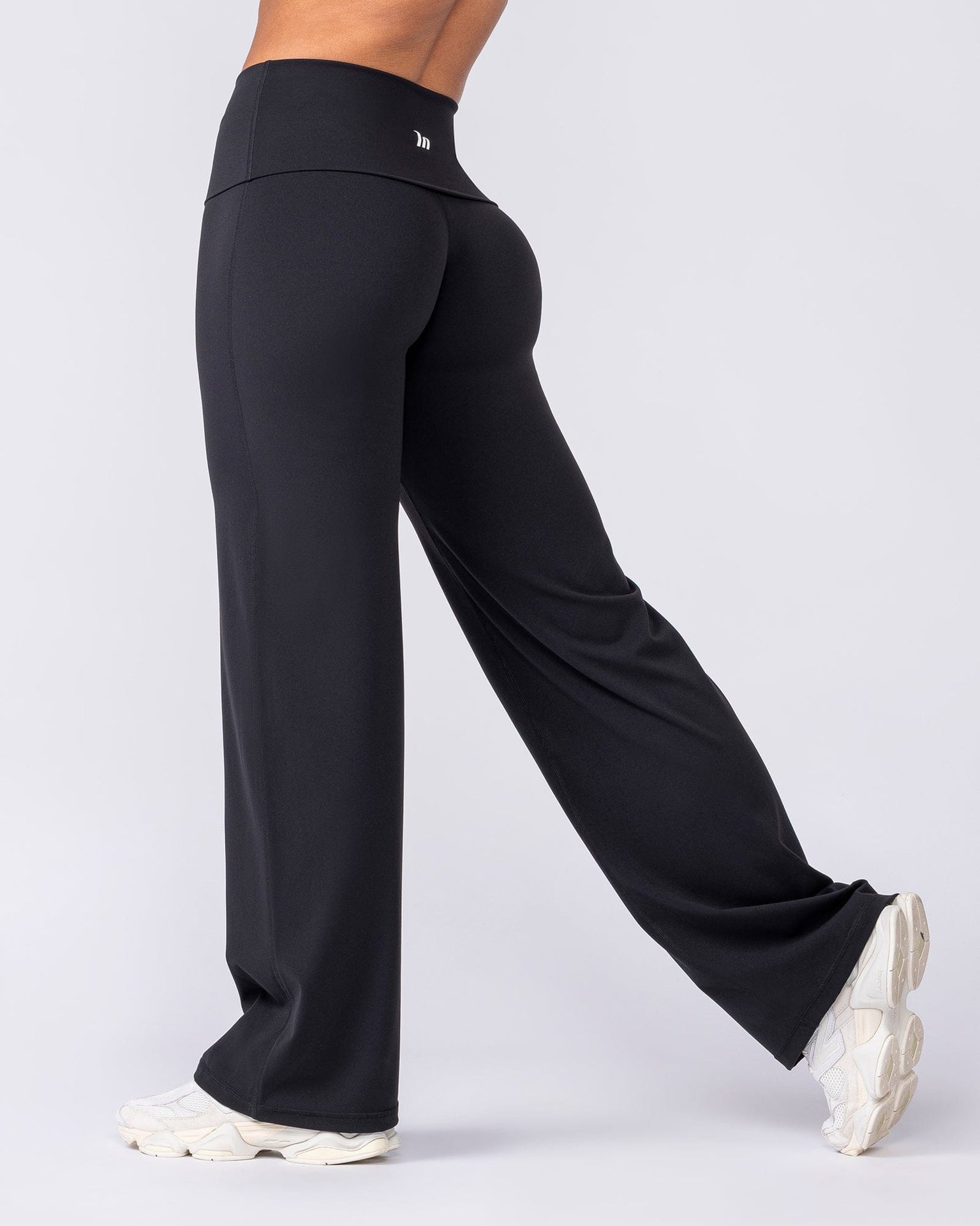 Aura Fold Over Straight Leg Leggings Regular - Black