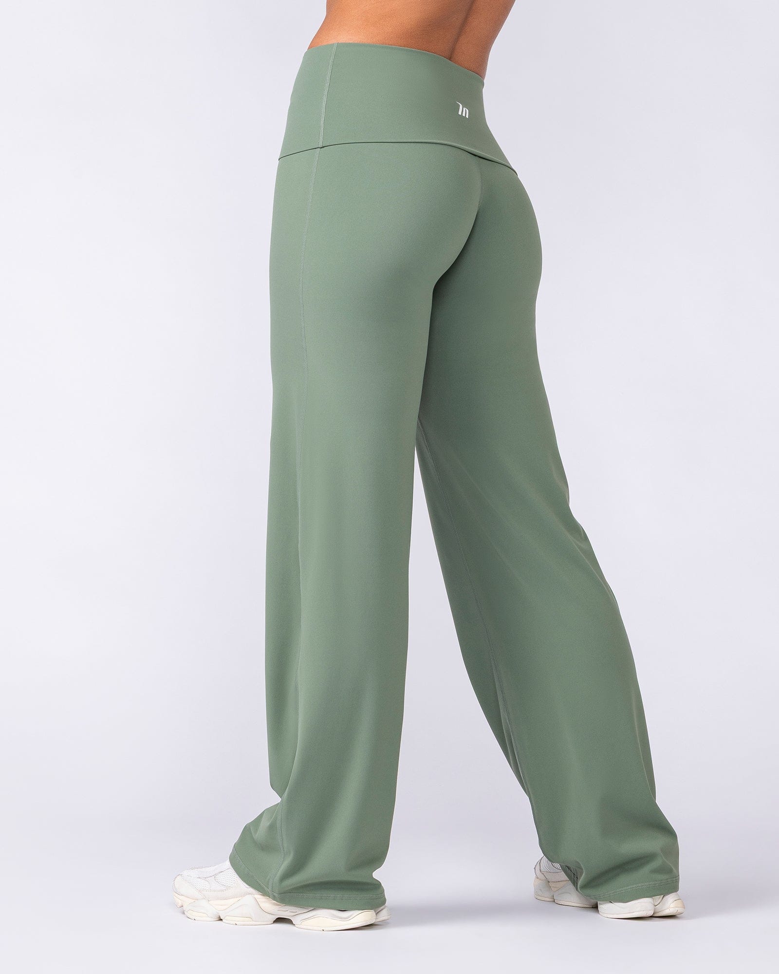 Aura Fold Over Straight Leg Leggings Regular - Muted Khaki