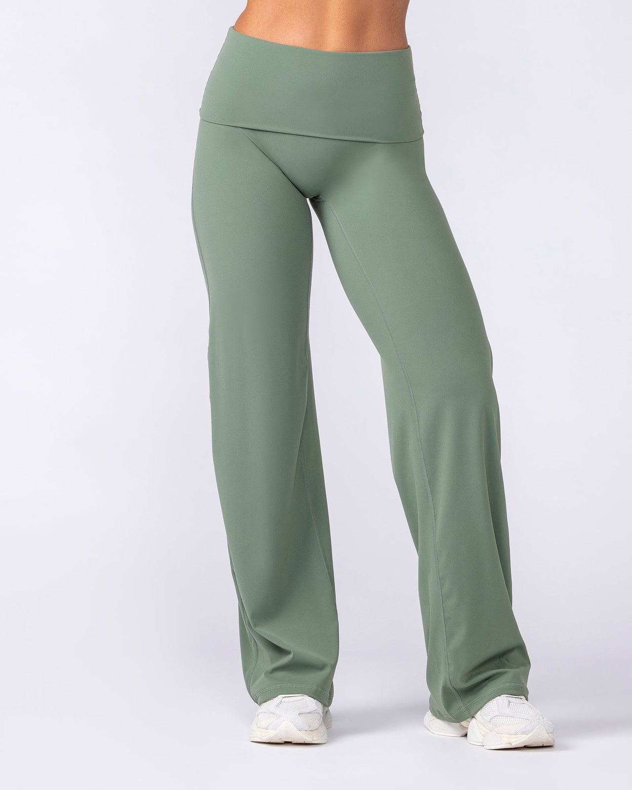 Aura Fold Over Straight Leg Leggings Regular - Muted Khaki