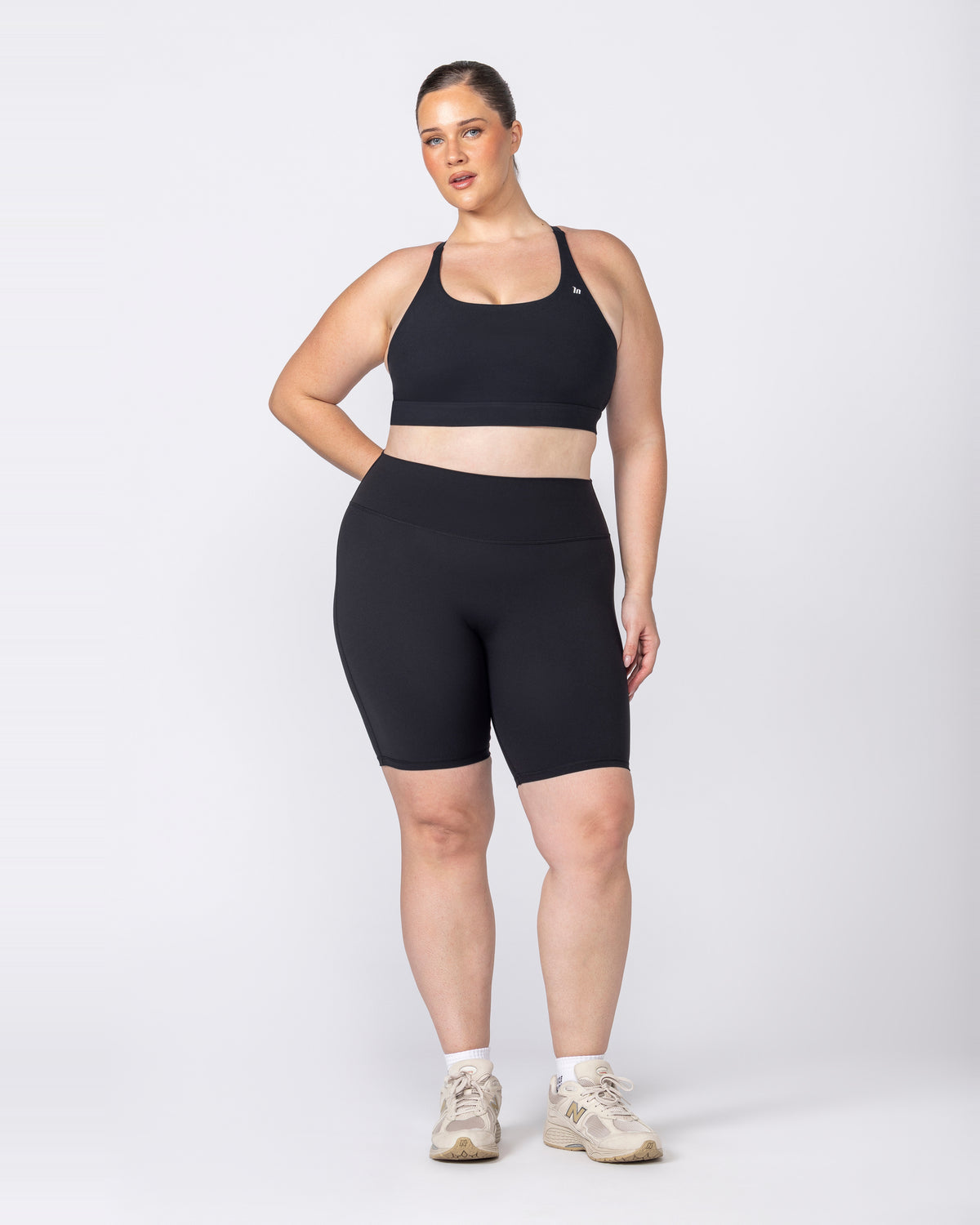 Aura Peachy Invisible Scrunch Bike Shorts Black - Muscle Nation women's bike shorts, view 9