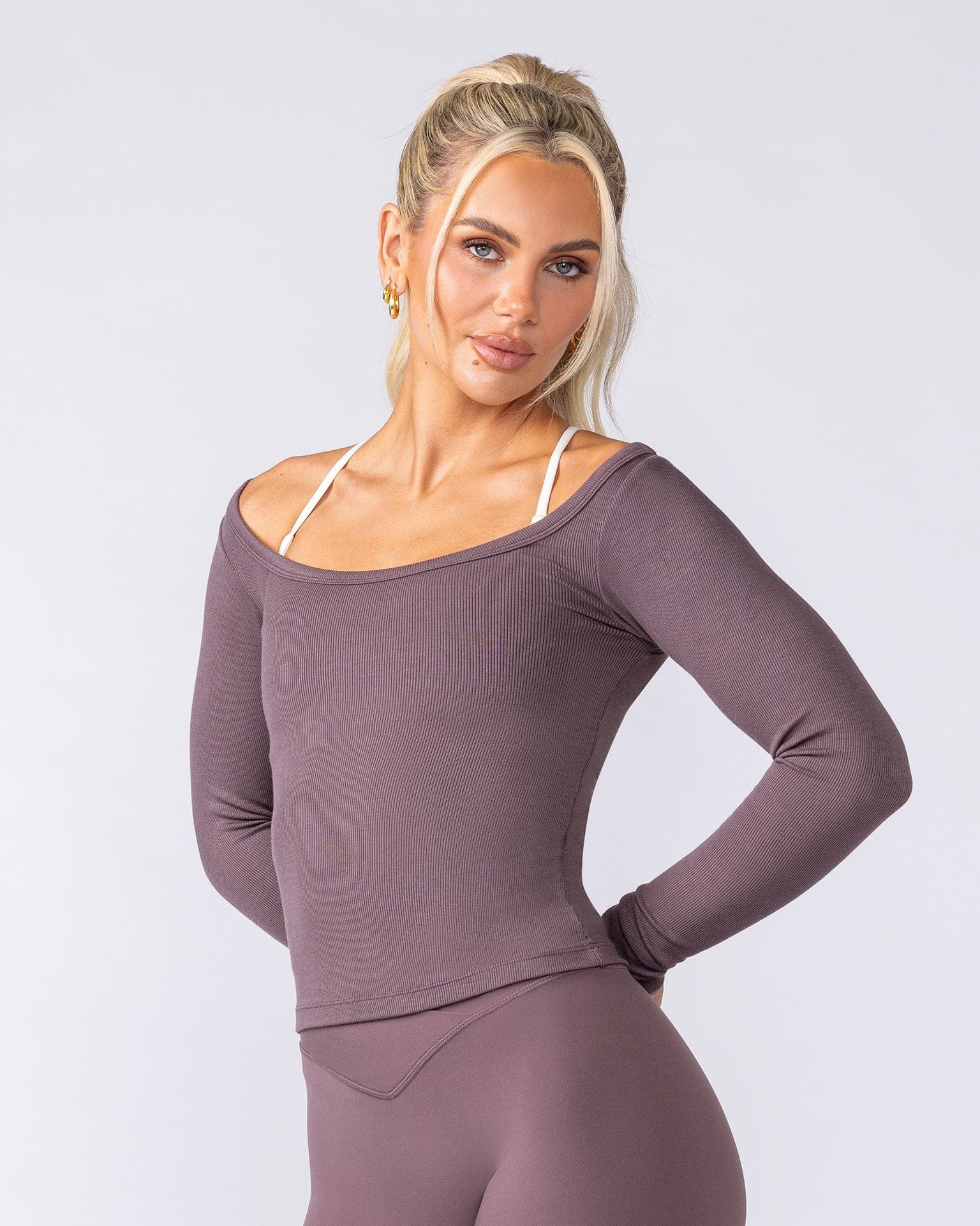 Balance Long Sleeve Rib Top - Umber