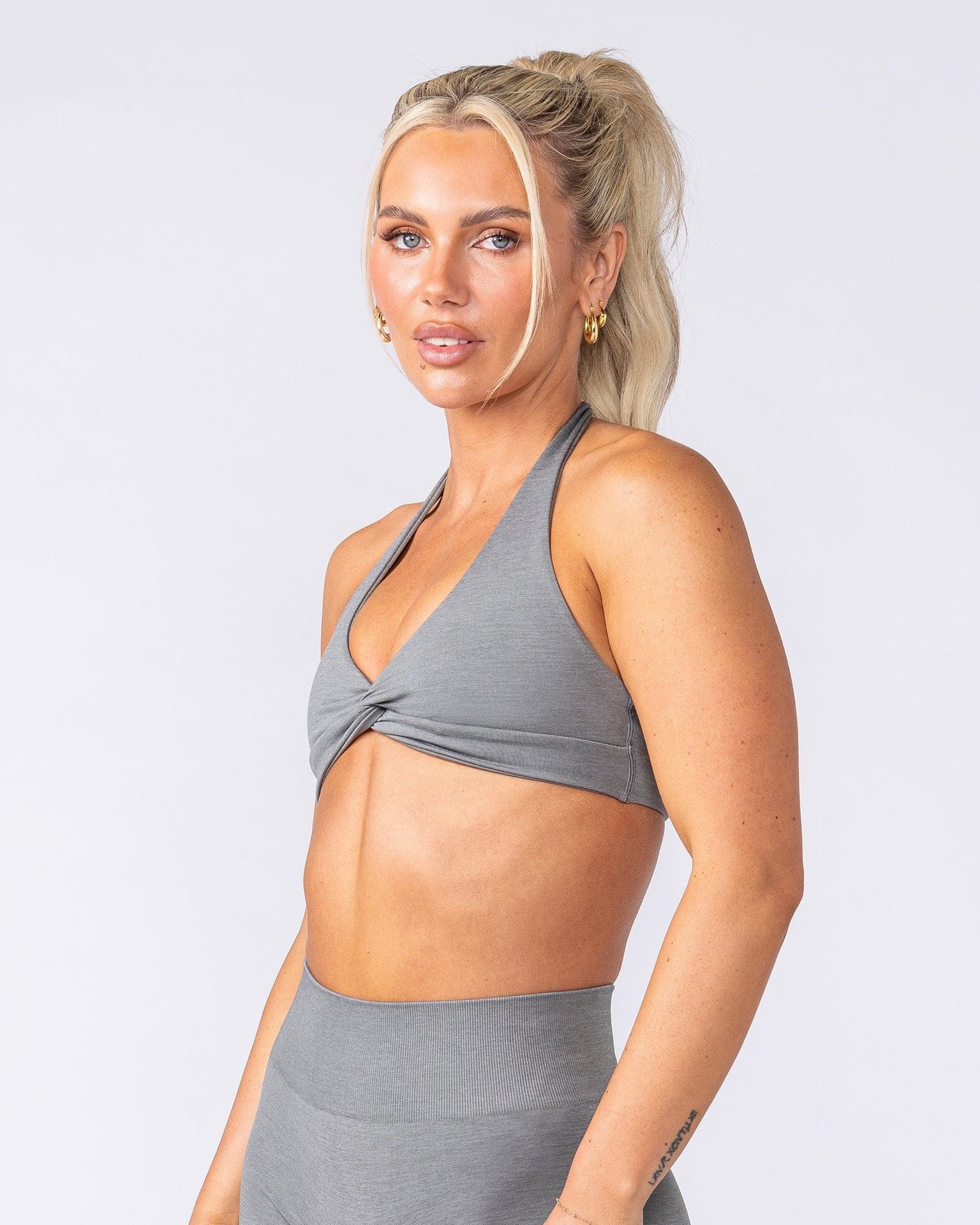 Bare Seamless Halter Bralette - Alloy Marl