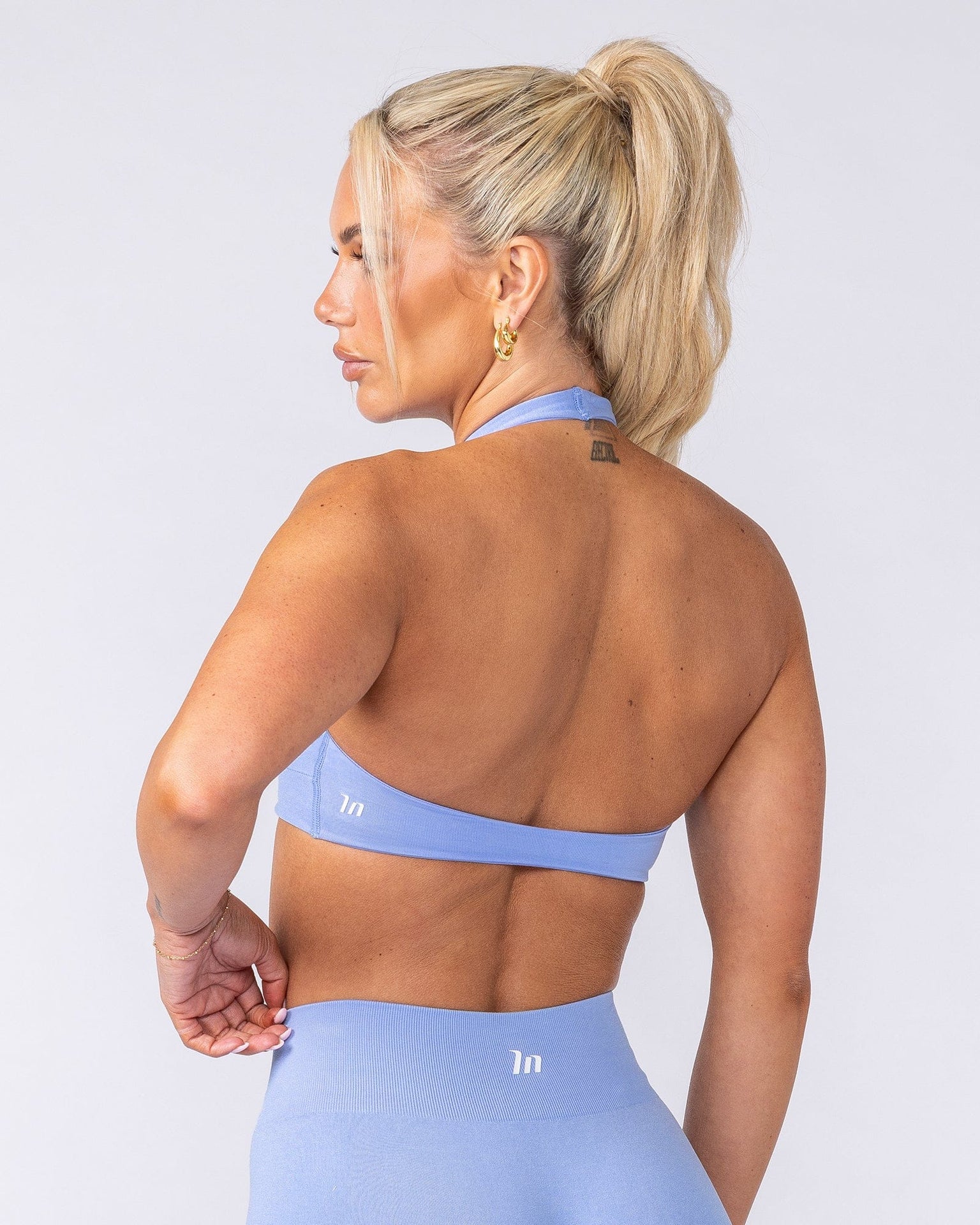 Bare Seamless Halter Bralette - Pale Cornflower Marl