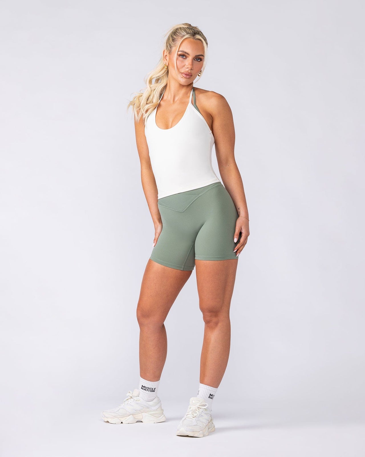 Base Halter Cropped Tank - Travertine