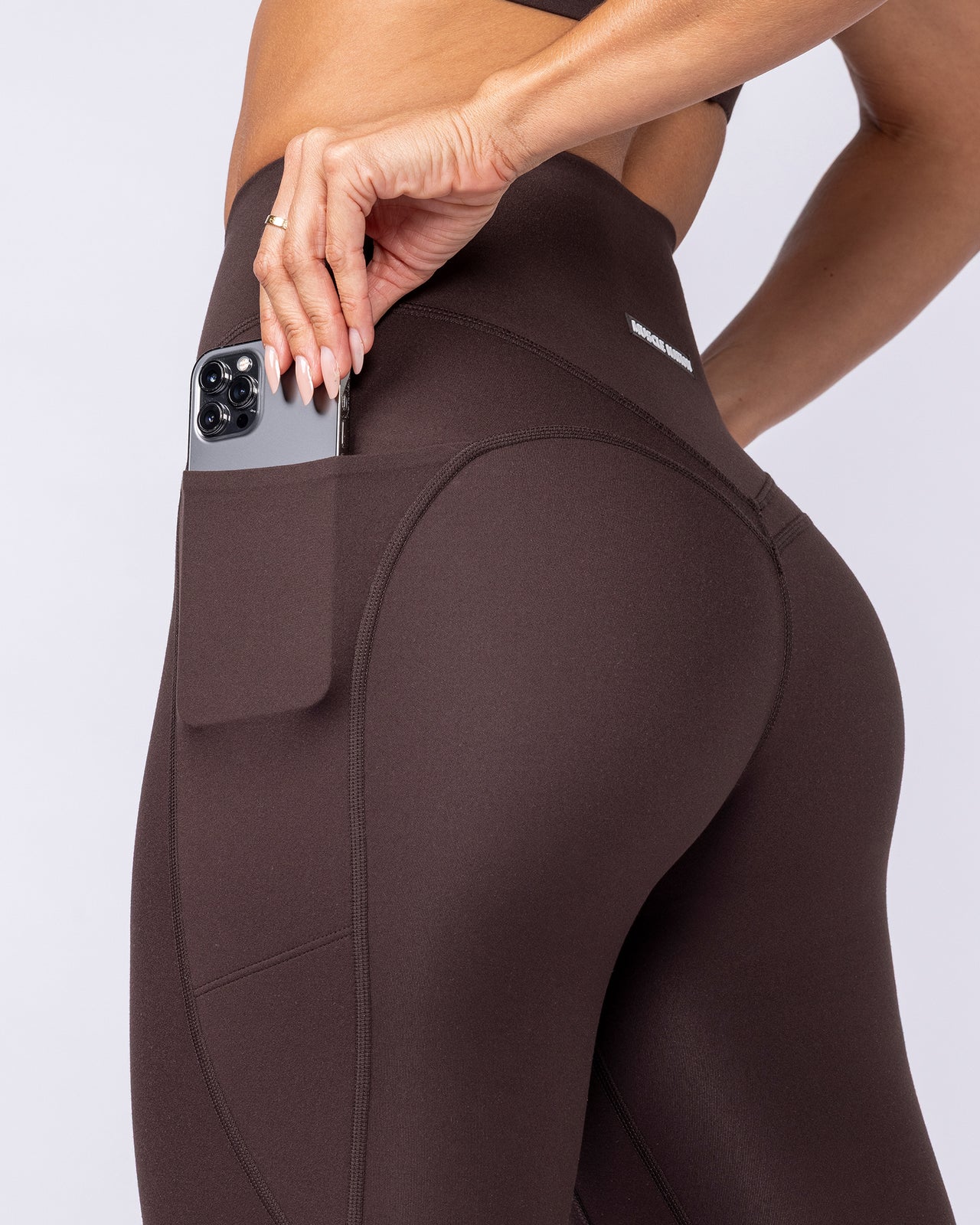 Booty Shaper Pocket Ankle Length Leggings - Cocoa