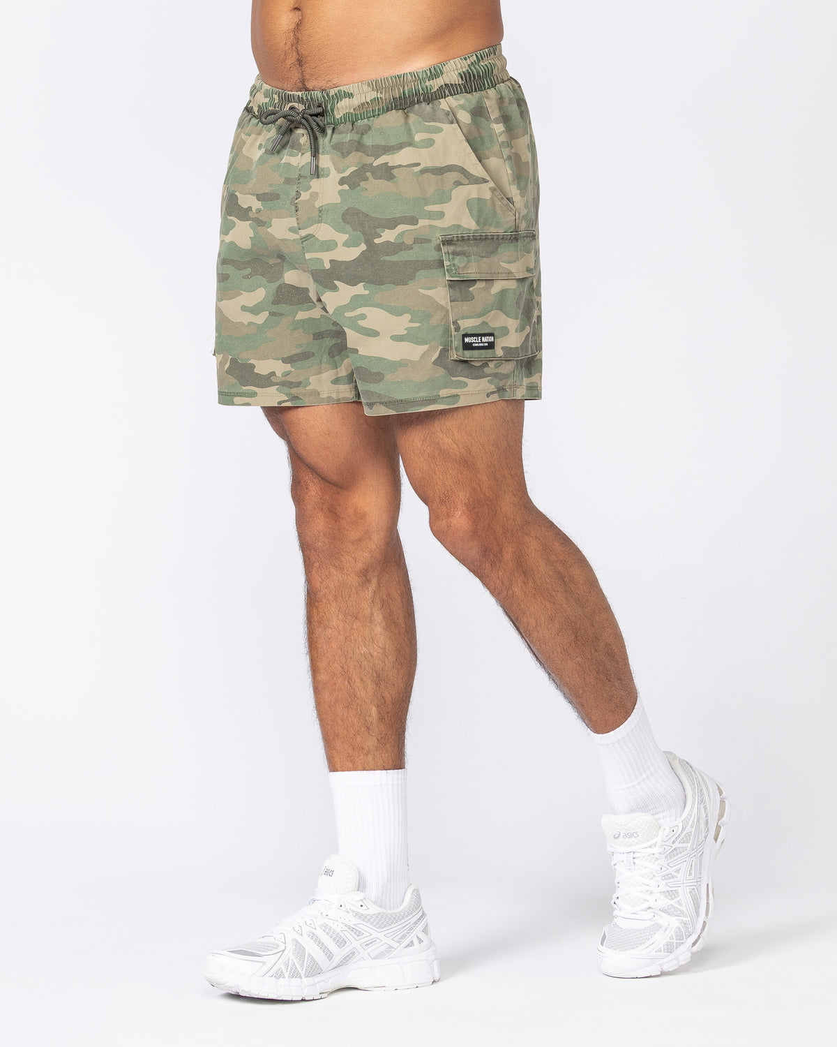 Daily Cargo 5" Shorts Washed Camo - Muscle Nation men's gym shorts, view 3