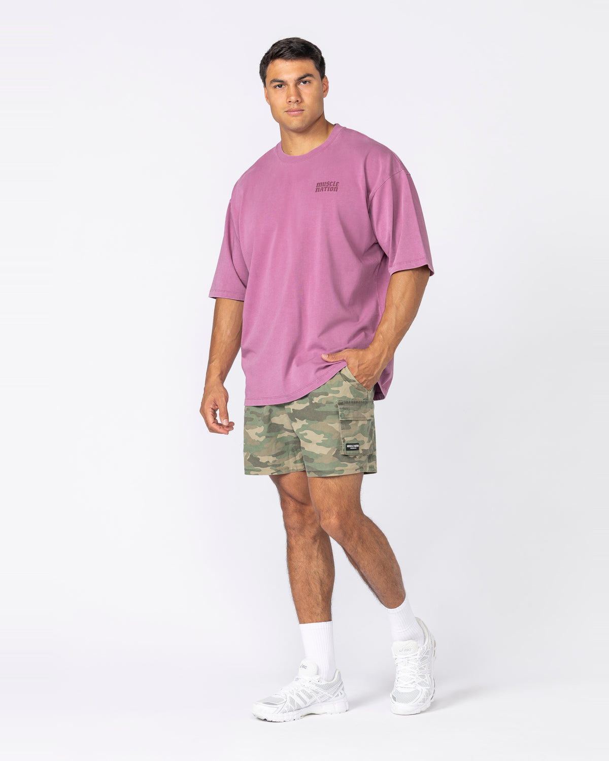 Daily Cargo 5" Shorts Washed Camo - Muscle Nation men's gym shorts, view 6