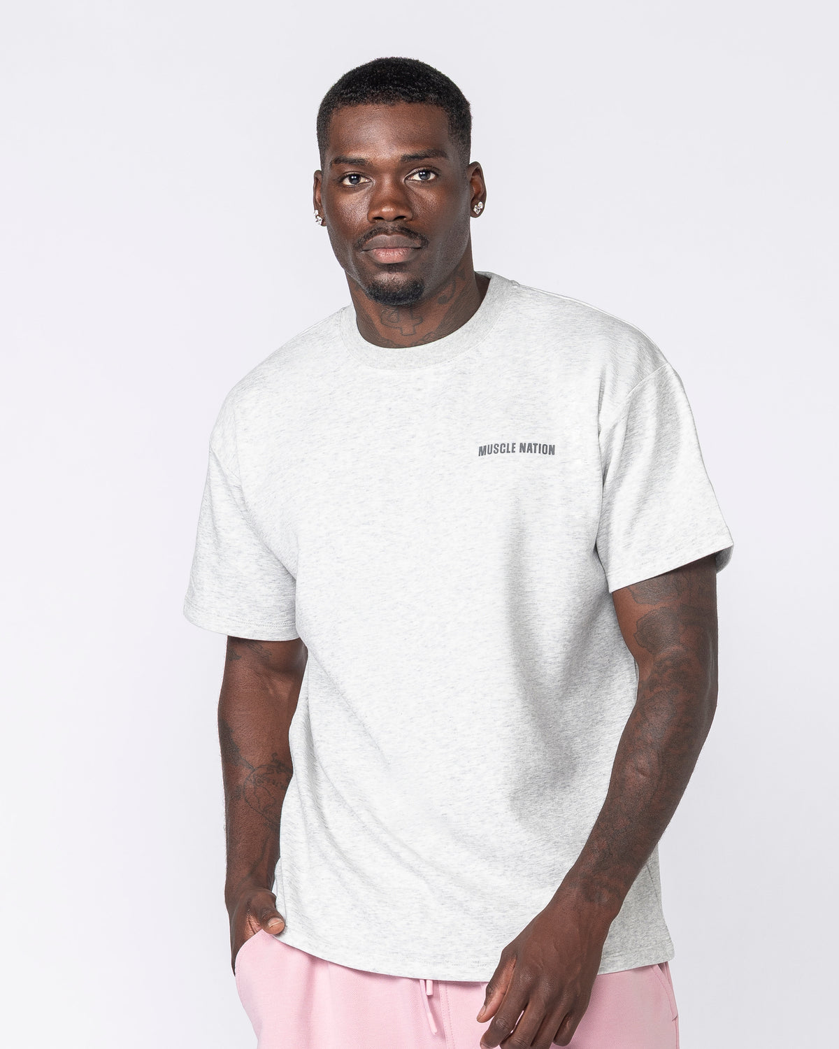 Daily Regular Fit Tee Grey Marl - Muscle Nation men's gym tee