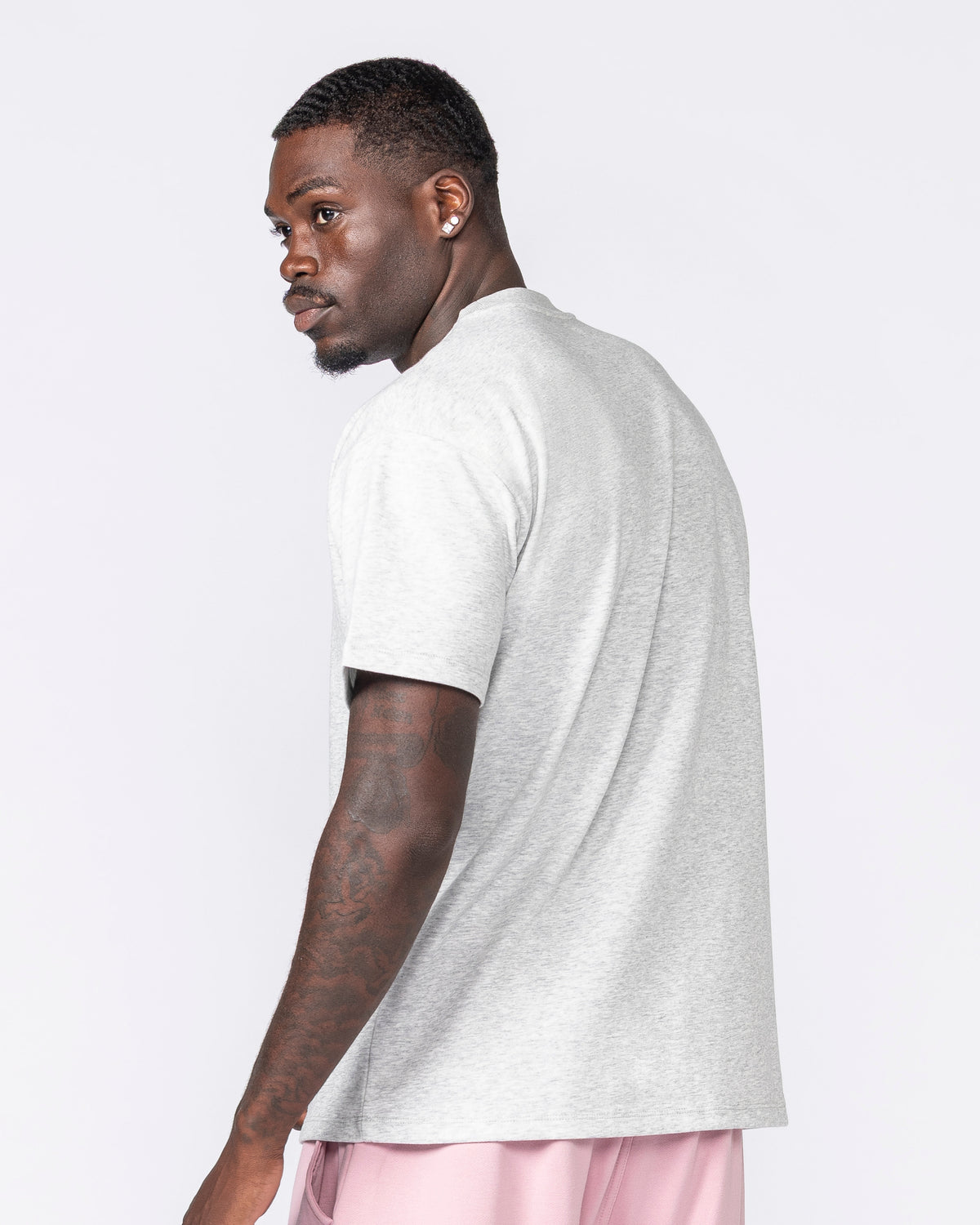 Daily Regular Fit Tee Grey Marl - Muscle Nation men's gym tee, view 3