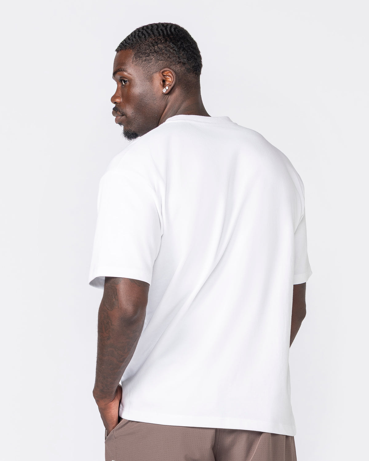 Daily Regular Fit Tee White - Muscle Nation men's gym tee, view 4