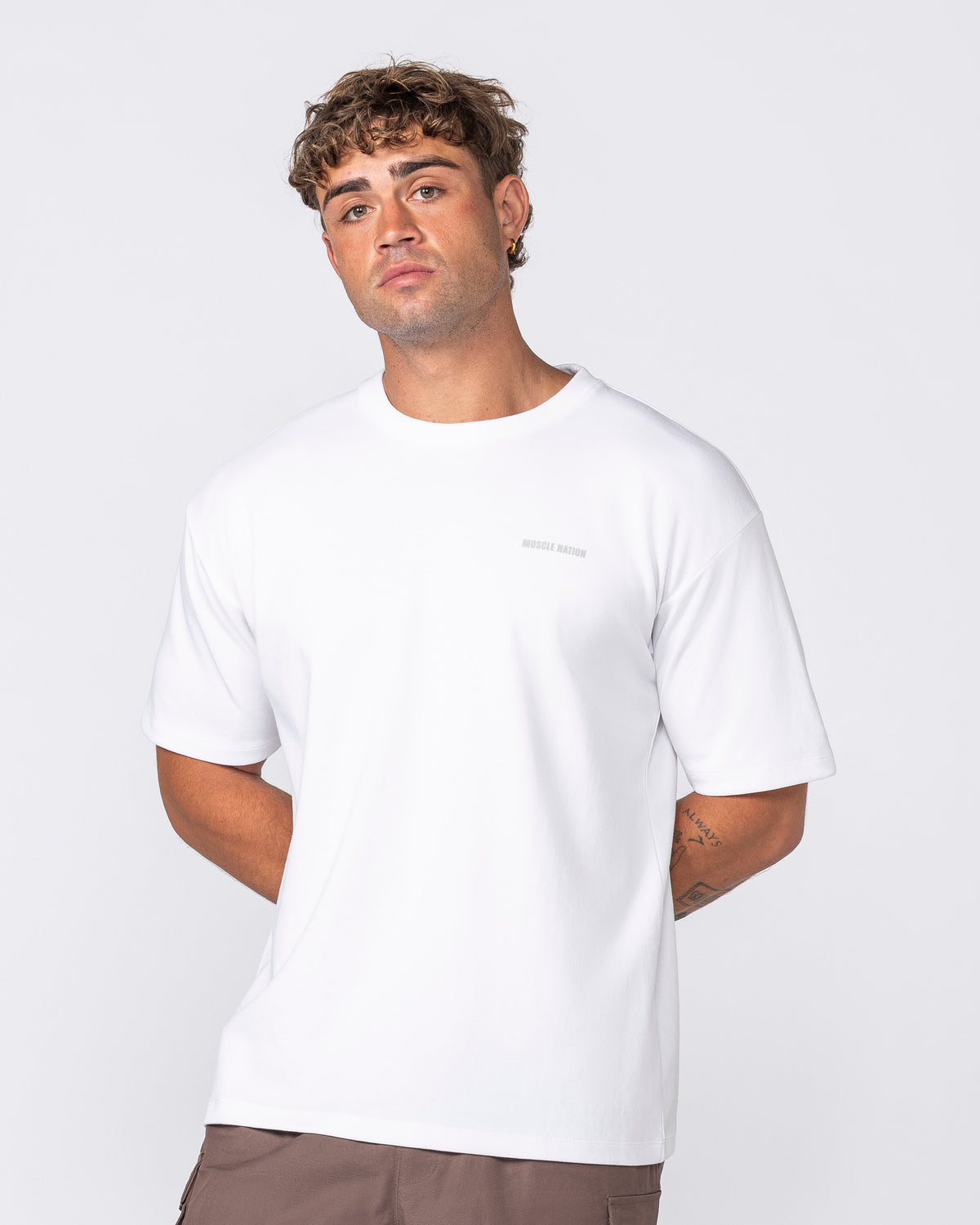 Daily Regular Fit Tee White - Muscle Nation men's gym tee, view 6