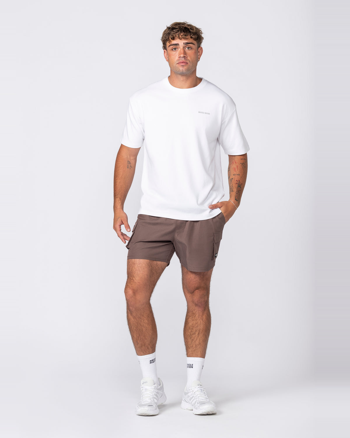 Daily Regular Fit Tee White - Muscle Nation men's gym tee, view 10