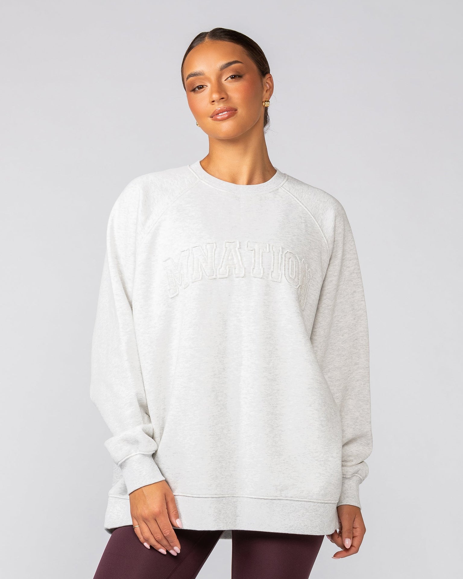 Downtime Oversized Pullover - Snow Grey Marl-Jumpers & Hoodies-XXS-022529SNGRYMR-XXS-MNAPPRL42095-2-Muscle Nation