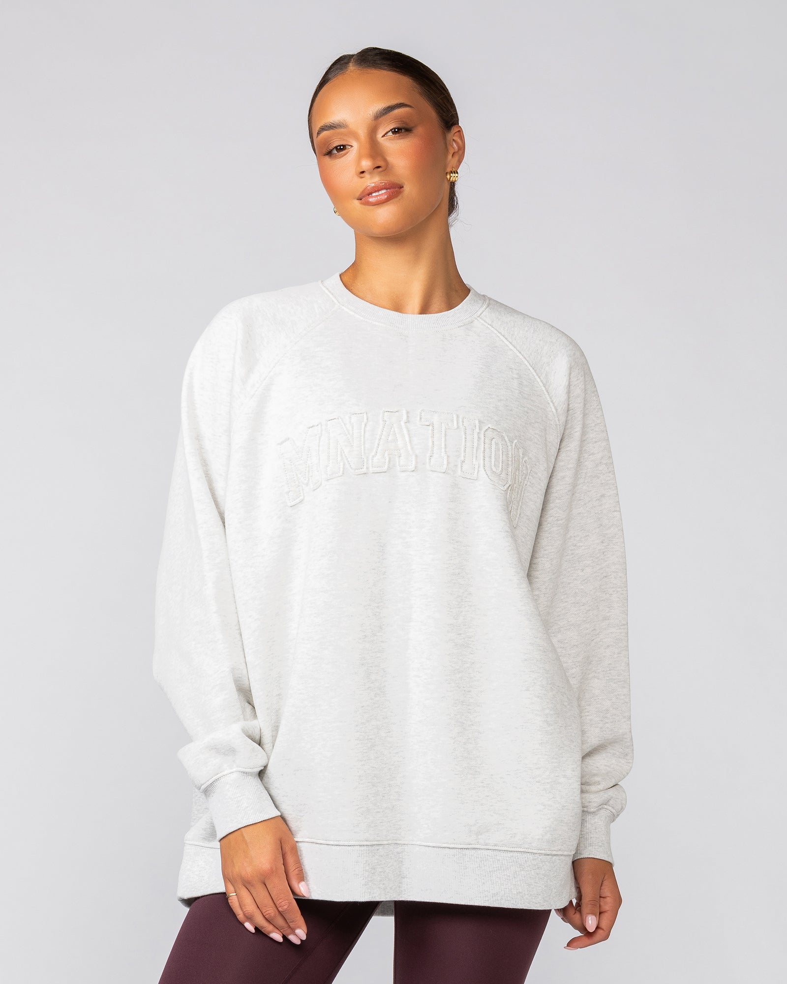 Downtime Oversized Pullover - Snow Grey Marl-Jumpers & Hoodies-XXS-022529SNGRYMR-XXS-MNAPPRL42095-2-Muscle Nation