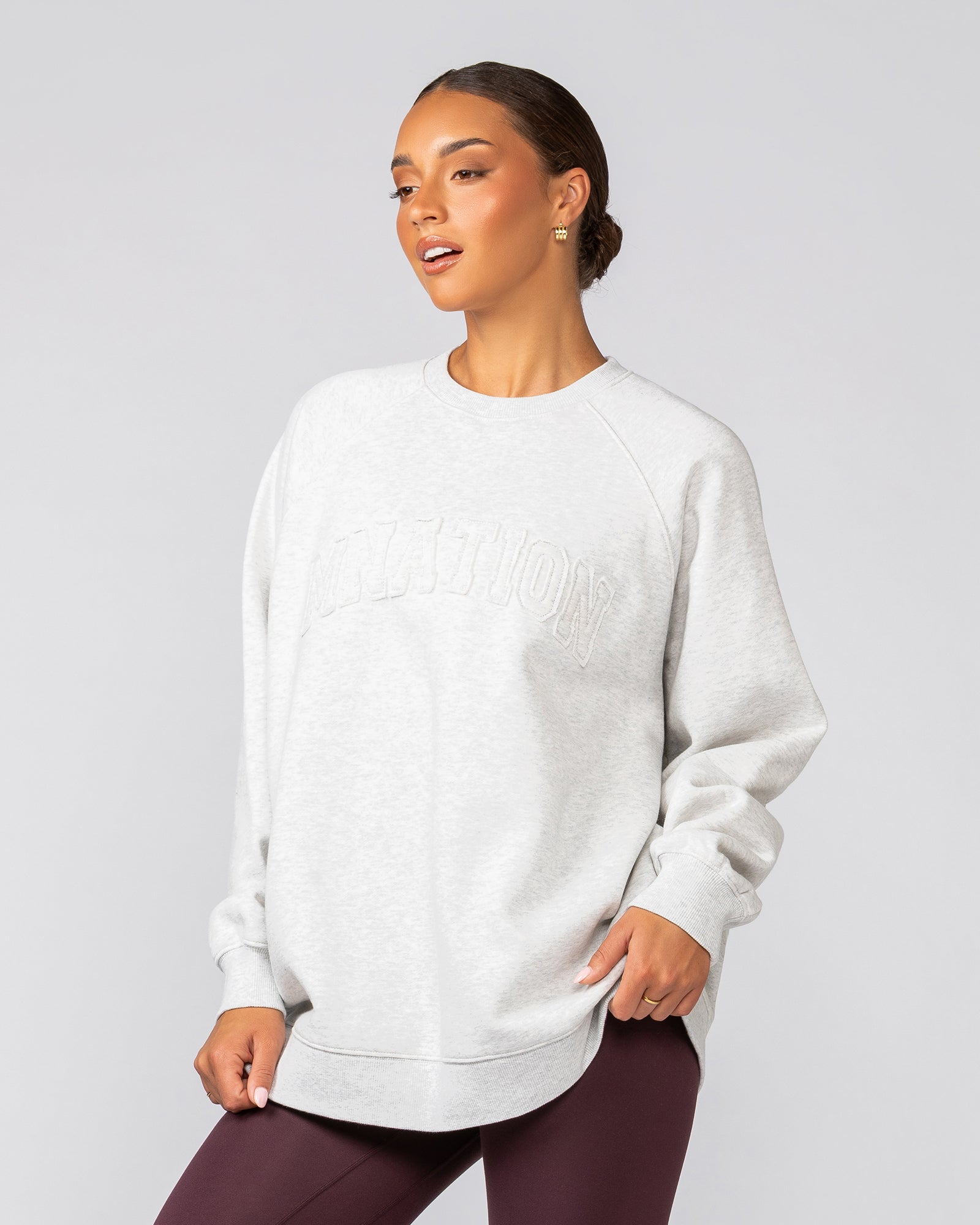 Downtime Oversized Pullover - Snow Grey Marl-Jumpers & Hoodies-XXS-022529SNGRYMR-XXS-MNAPPRL42095-4-Muscle Nation