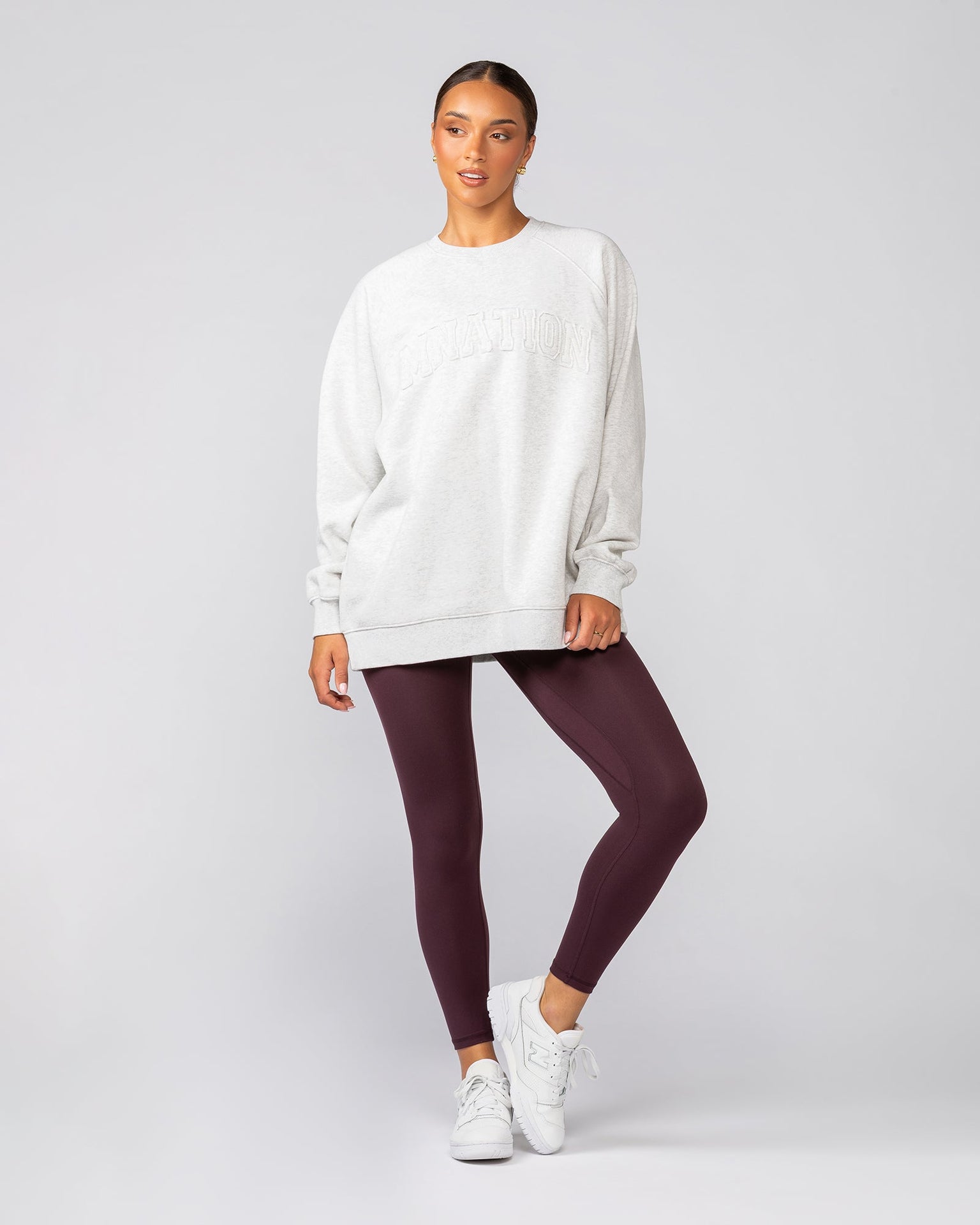 Downtime Oversized Pullover - Snow Grey Marl-Jumpers & Hoodies-XXS-022529SNGRYMR-XXS-MNAPPRL42095-8-Muscle Nation